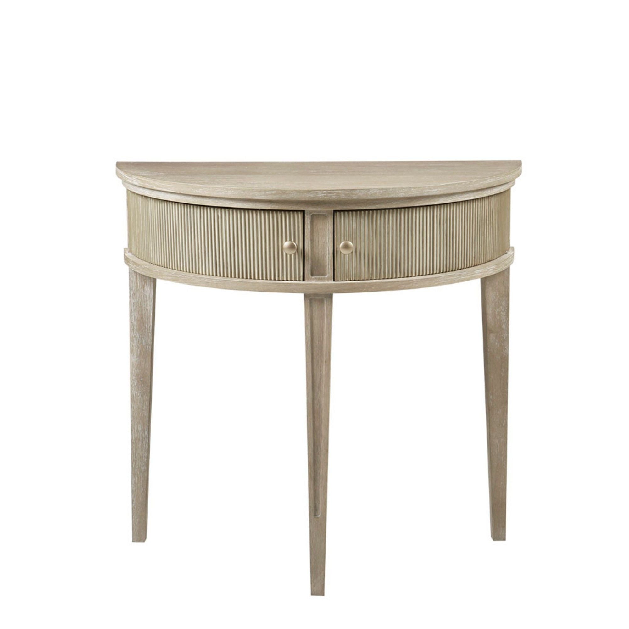 Vintage Inspired Storage Console Table With Fluted Doors