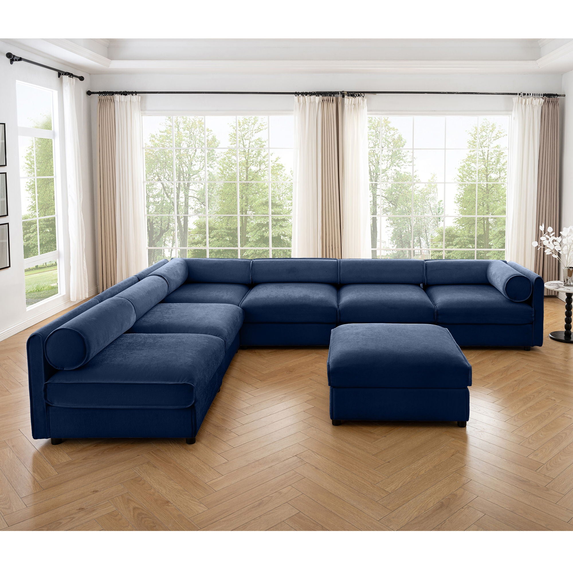 Modern Modular Sectional Sofa With Storag, Contemporary Cylindrical Design