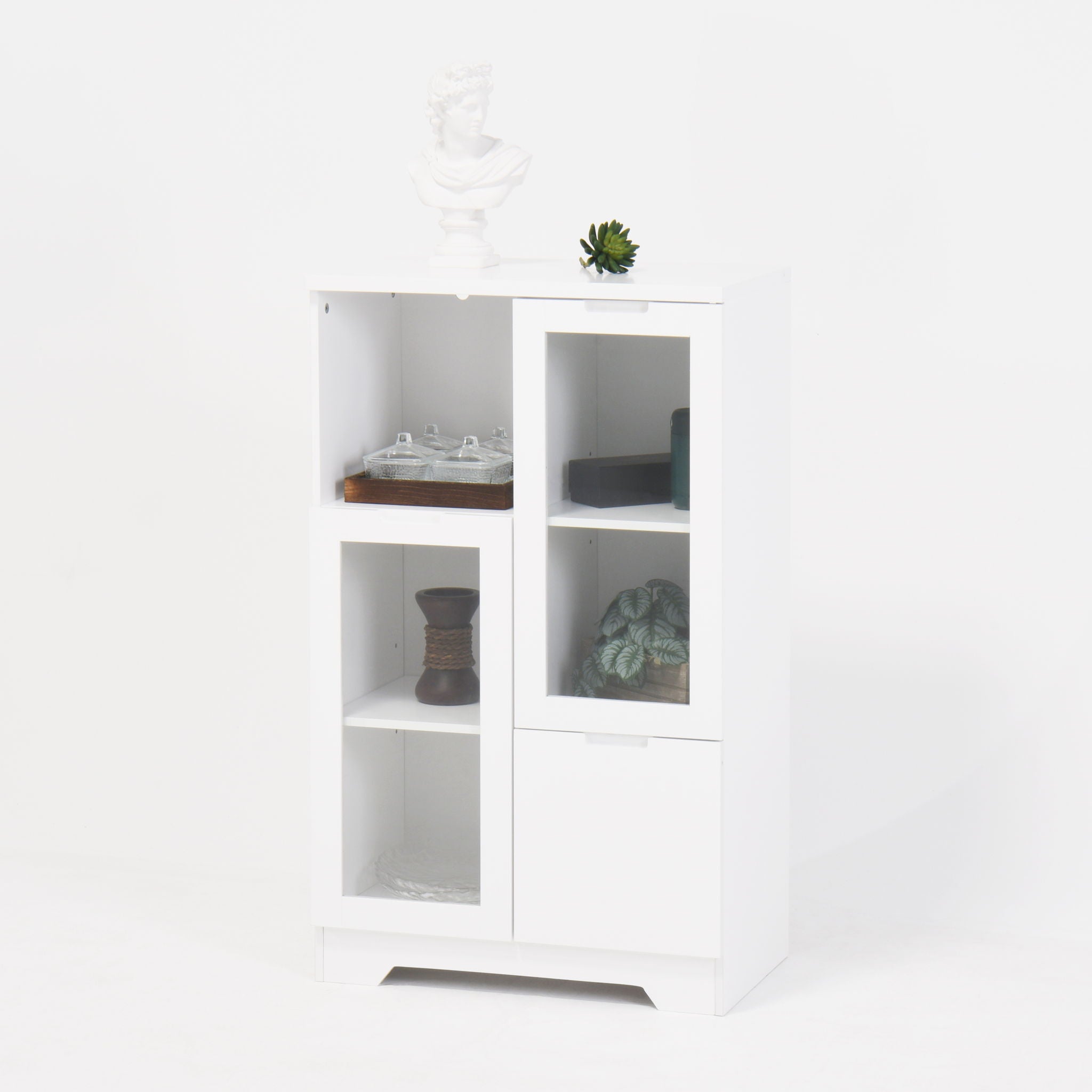Modern Cabinet With Glass Doors And Drawer