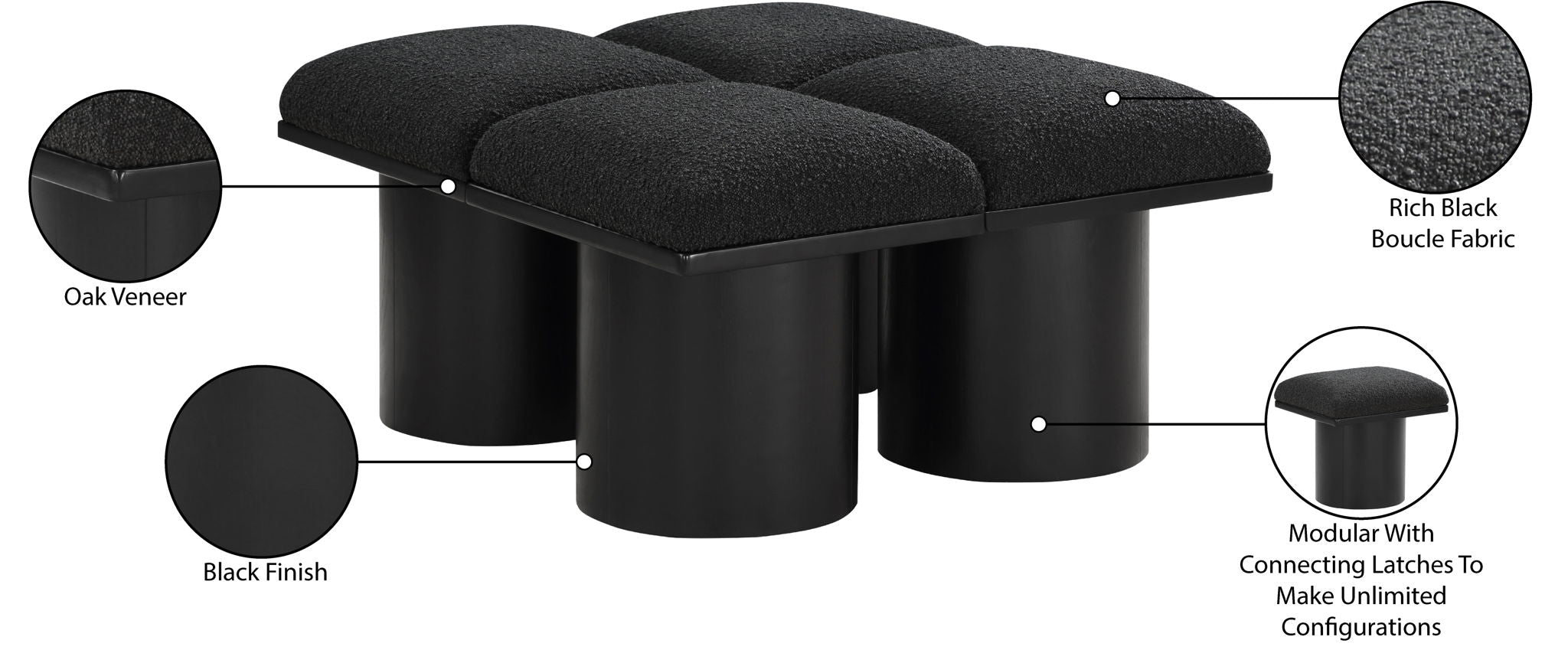 Pavilion - 4 Piece Modular Bench With Black Base