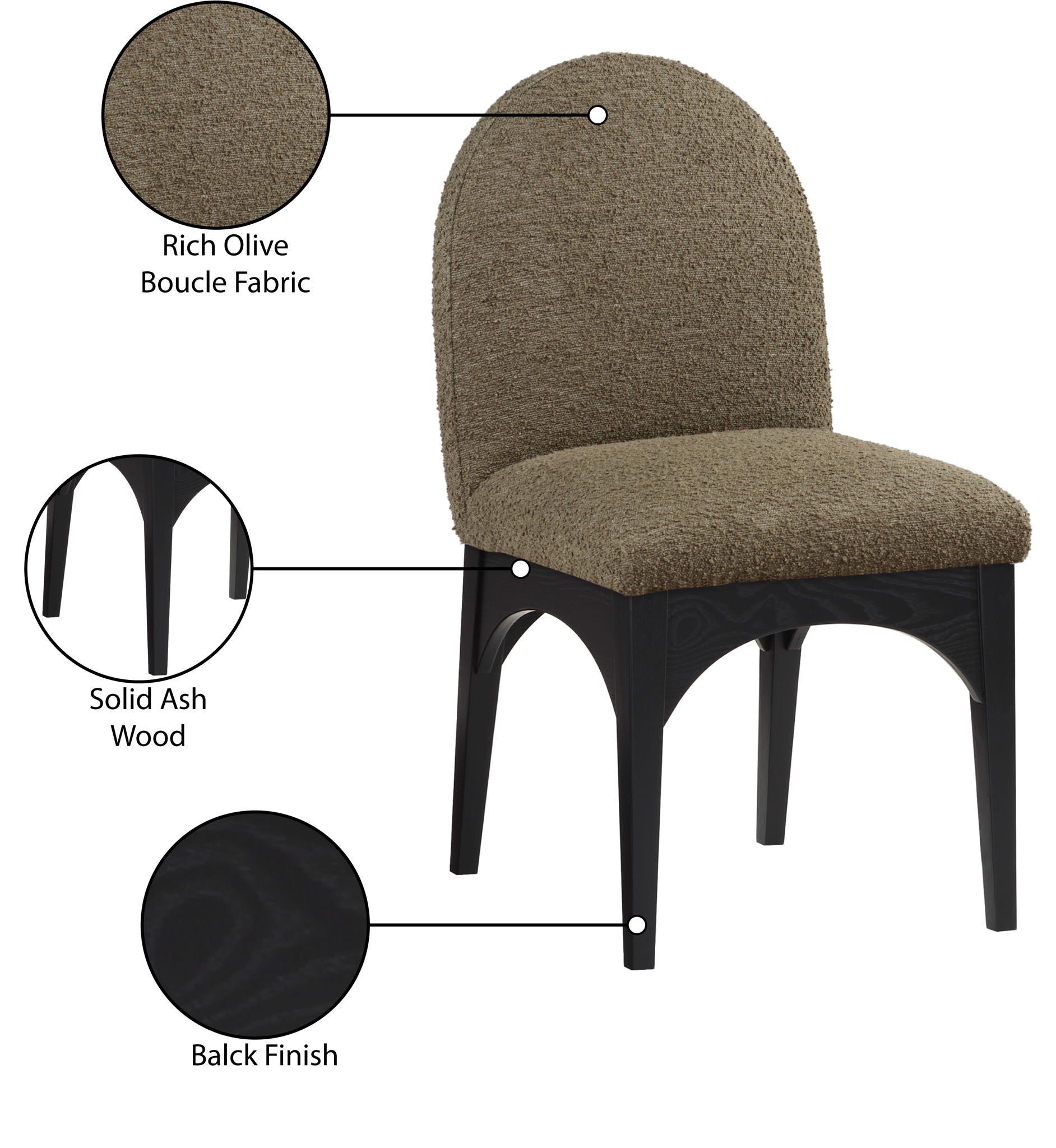 Waldorf - Boucle Dining Side Chair With Black Legs