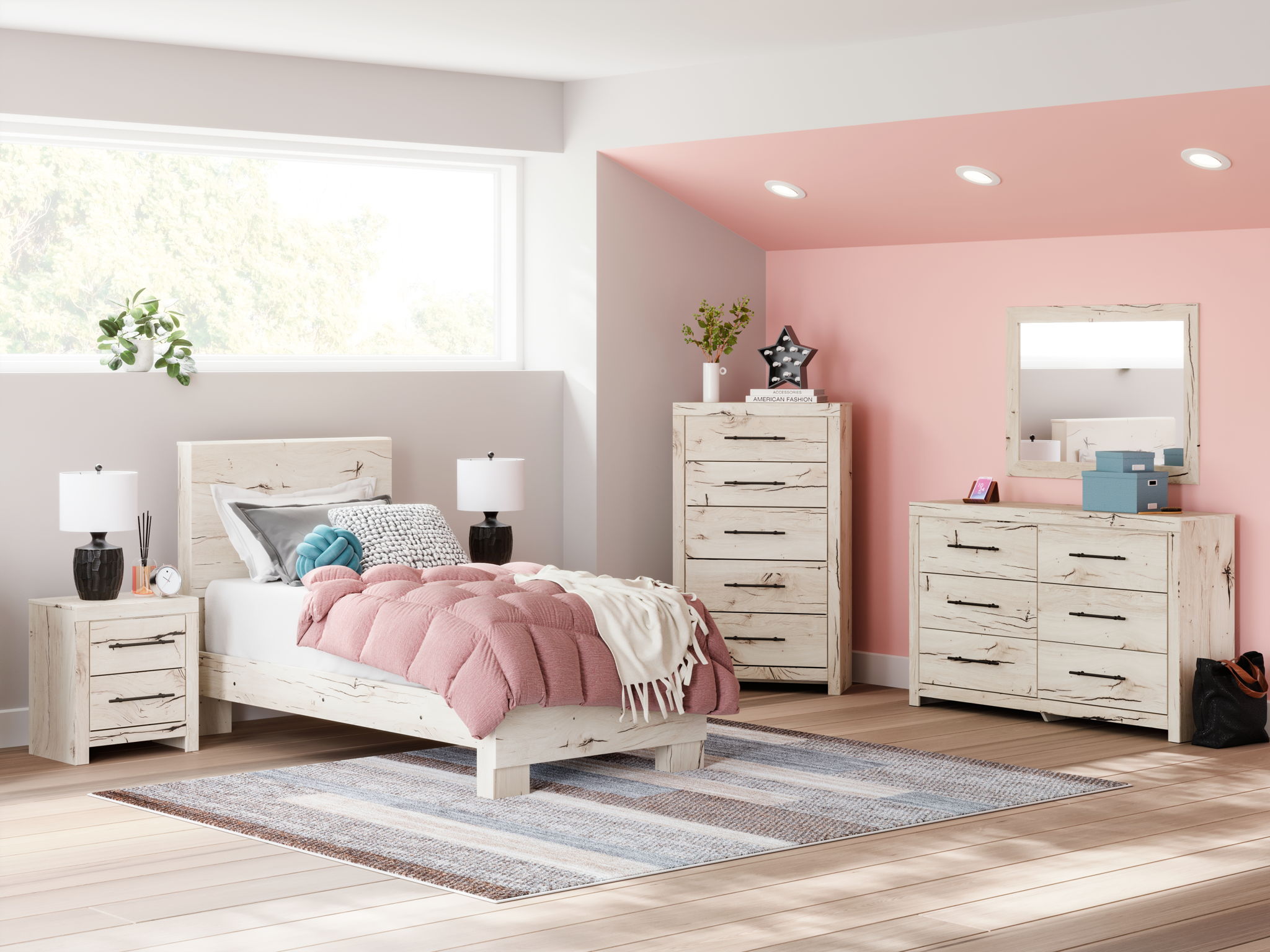 Lawroy - Two Drawer Night Stand - Light Natural