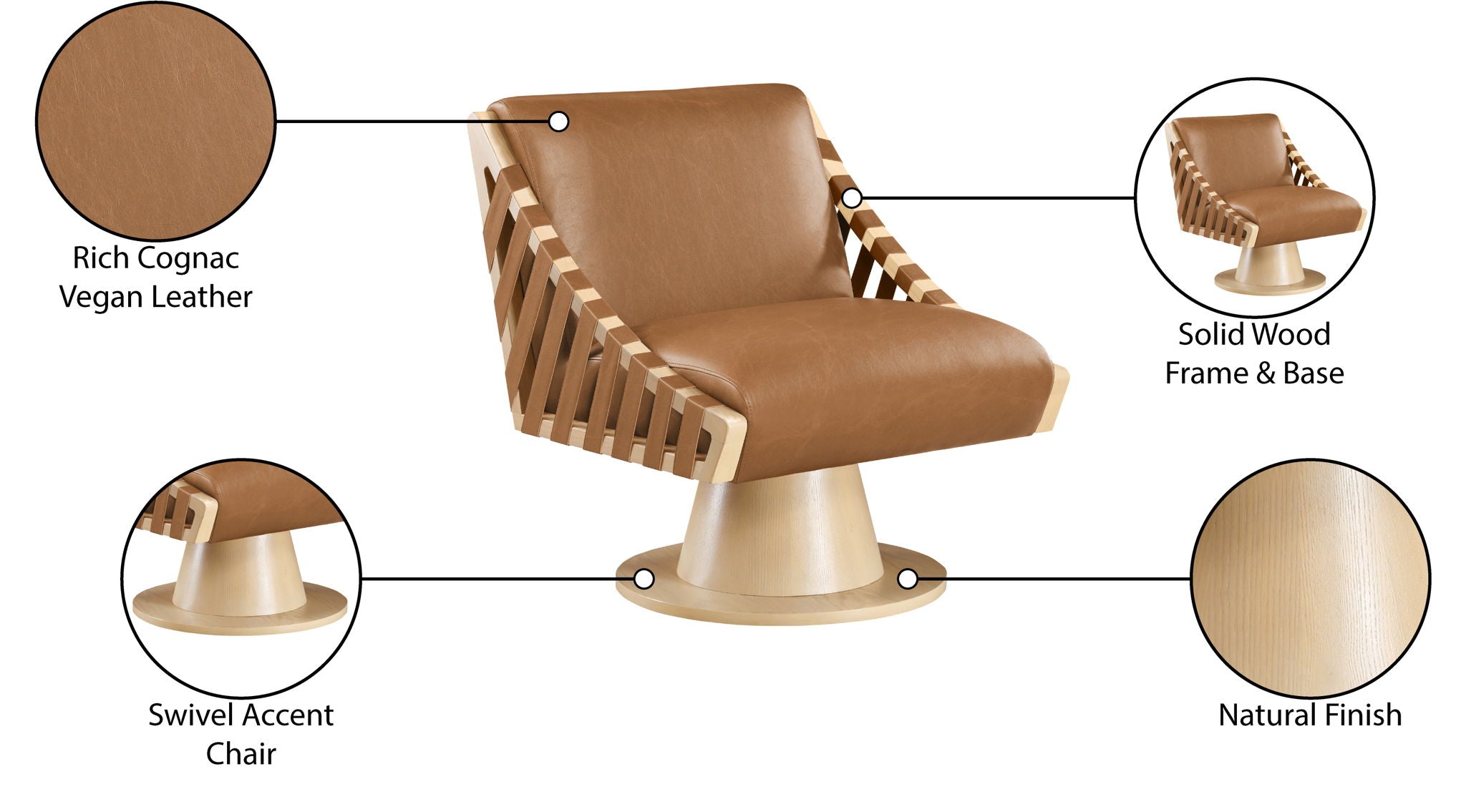 Millwin - Swivel Accent Chair With Natural Base