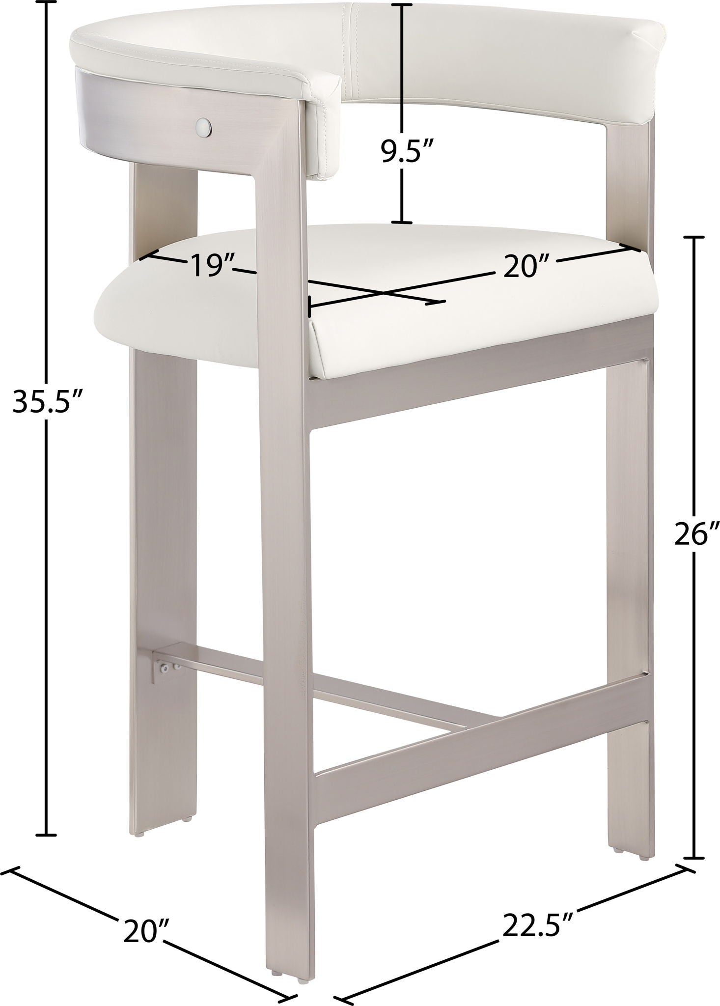 Romeo - Faux Leather Counter Stool With Silver Base (Set of 2)