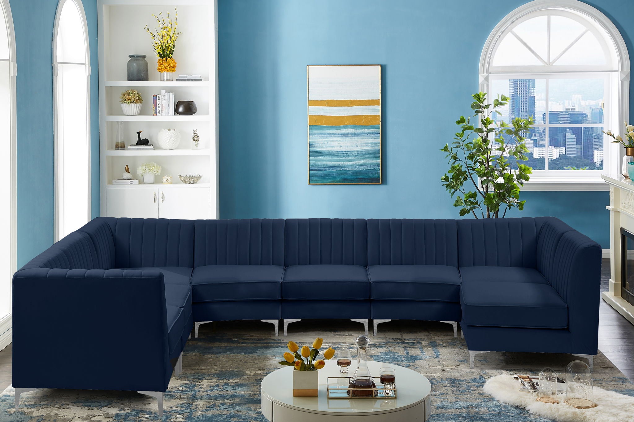 Alina - 8 Piece Velvet Modular Sectional