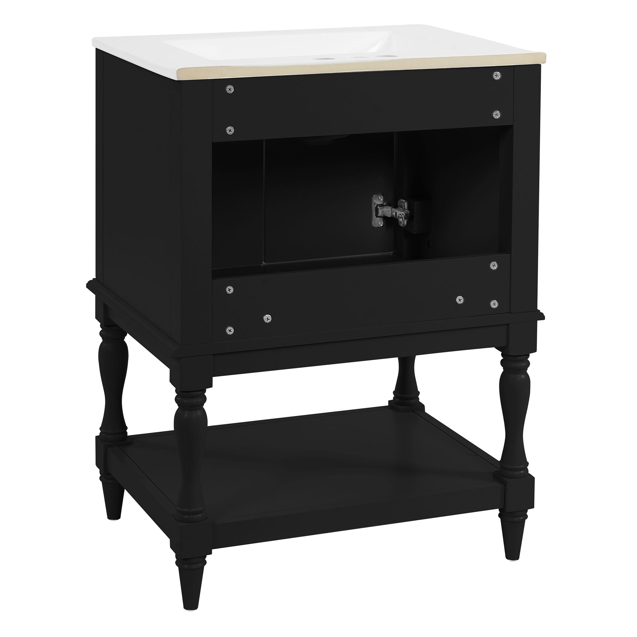 Modern Bathroom Vanity With Sink, Rectangular Cabinet With Open Shelf And Closed Storage