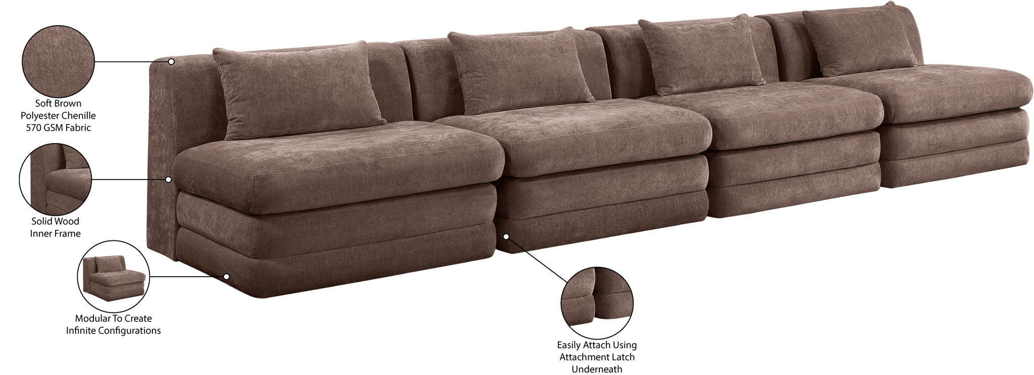 Stellar - 4 Piece Upholstered Modular Sectional