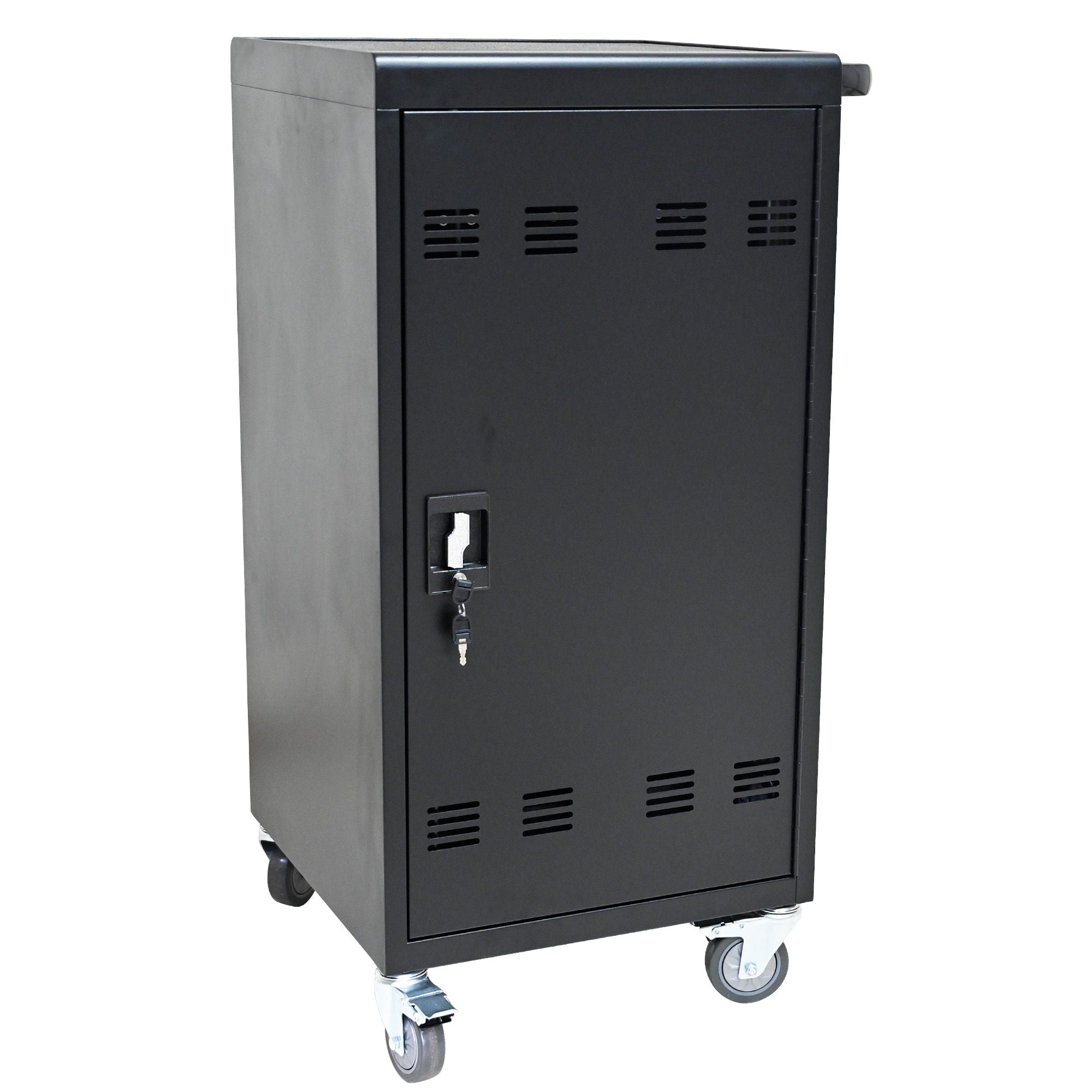 45 Bay Mobile School Charging Cart Station For Chromebook, Tablet And Laptop Computer With Power Strip Included - Black