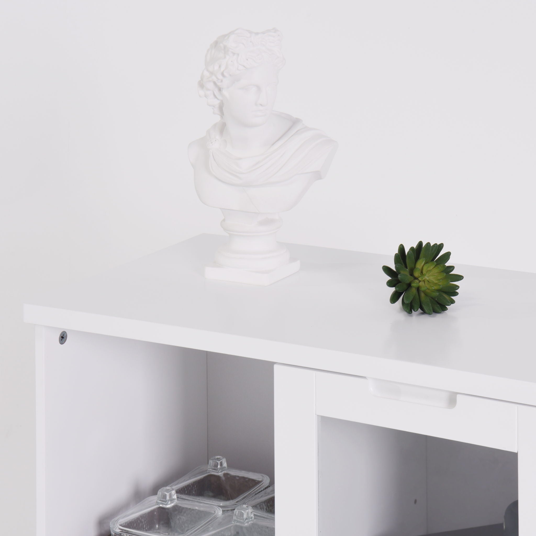 Modern Cabinet With Glass Doors And Drawer