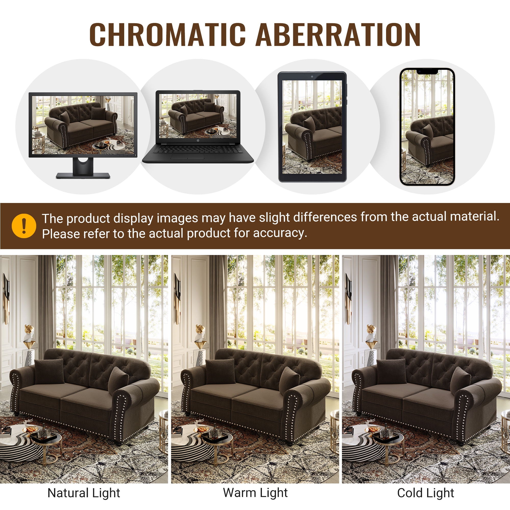 Upholstered Chesterfield Sofa With Nailhead Trim And Rolled Armrests