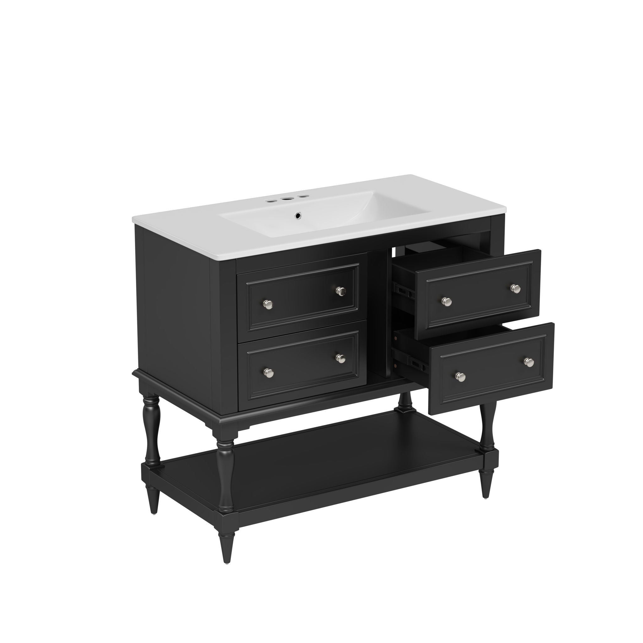 Bathroom Vanity Cabinet With Undermount Sink, 4 Drawer Set