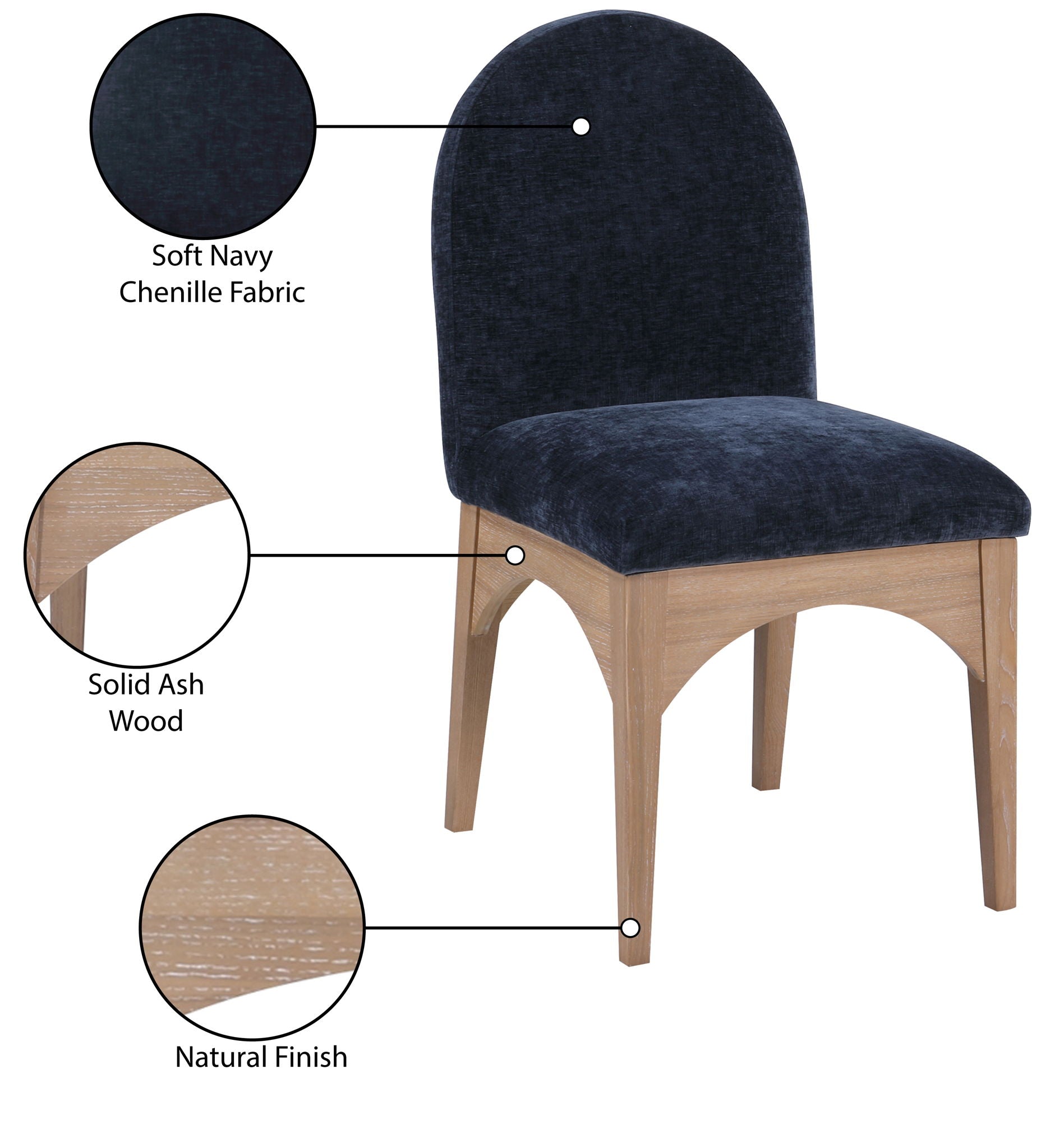 Waldorf - Chenille Dining Side Chair With Natural Legs