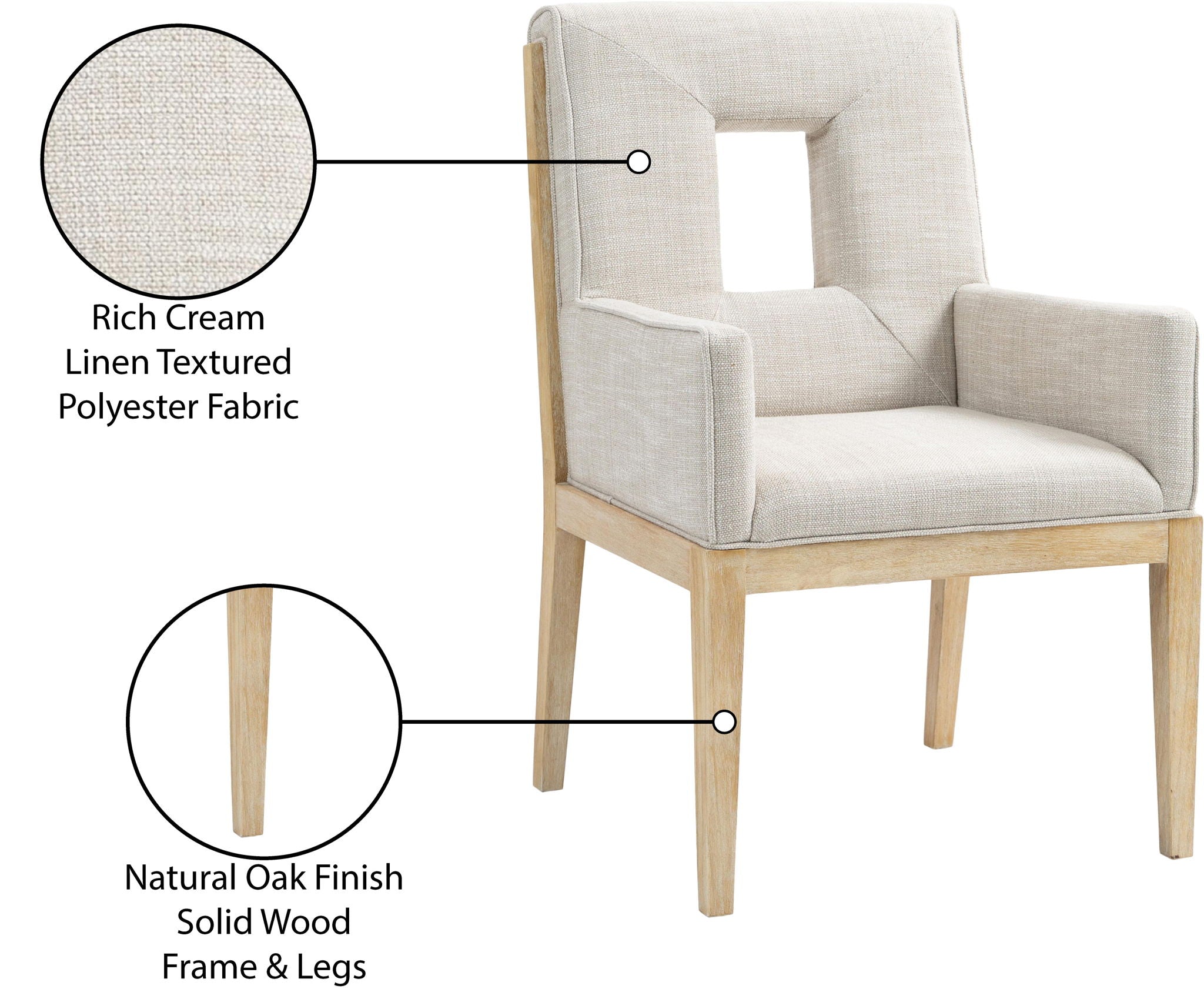 Gwendolyn - Dining Arm Chair With Natural Frame