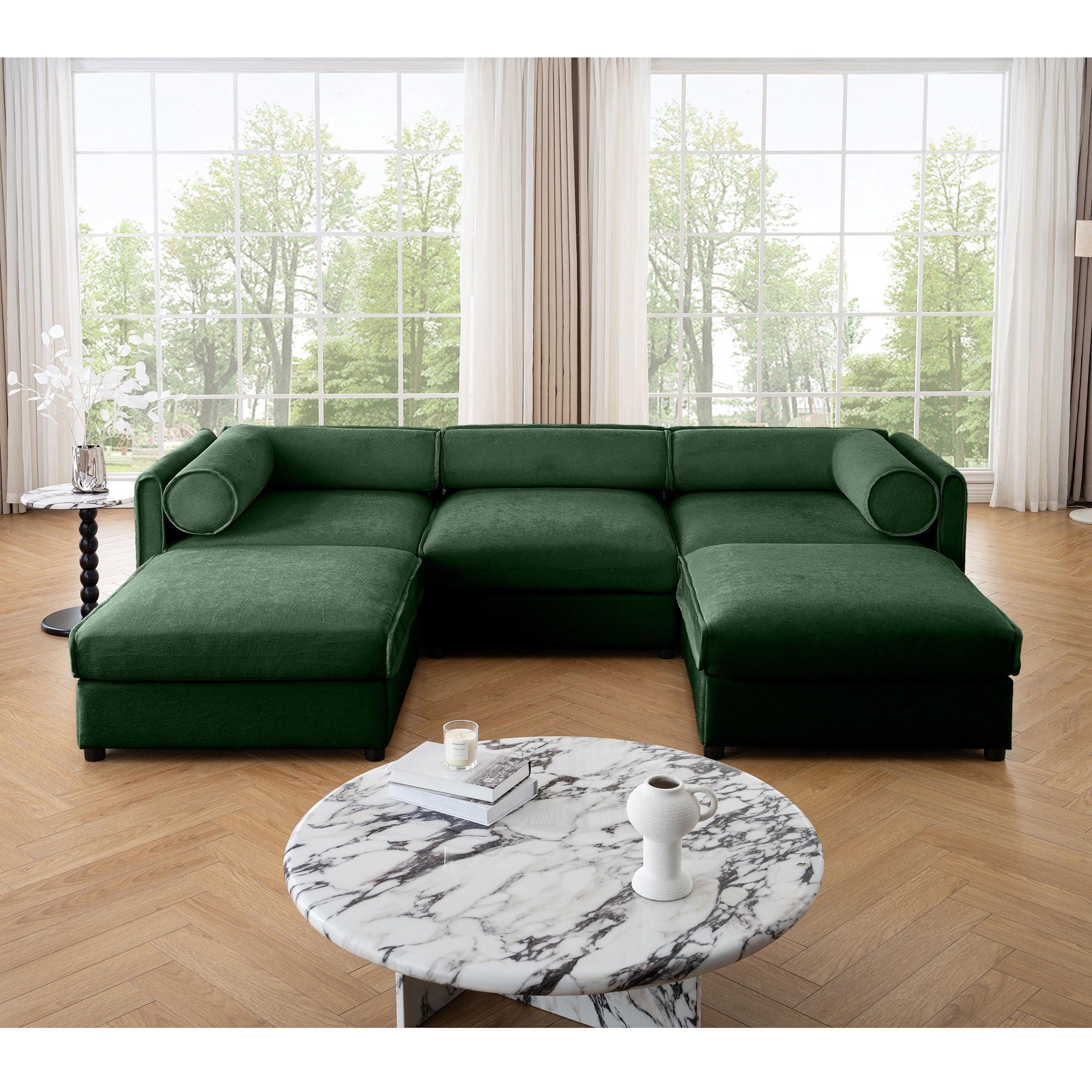 Contemporary Elegant Sofa With Storage And Ottoman