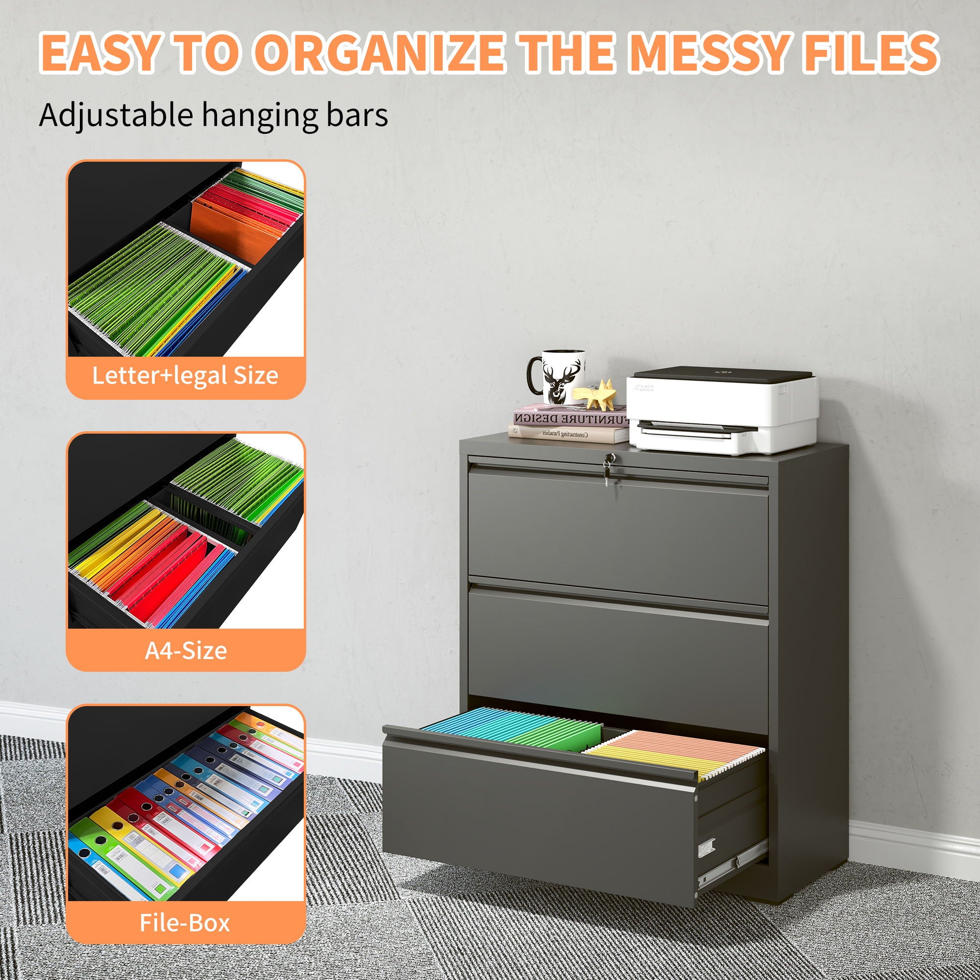 Premium Drawer Metal Lateral File Cabinet With Lock