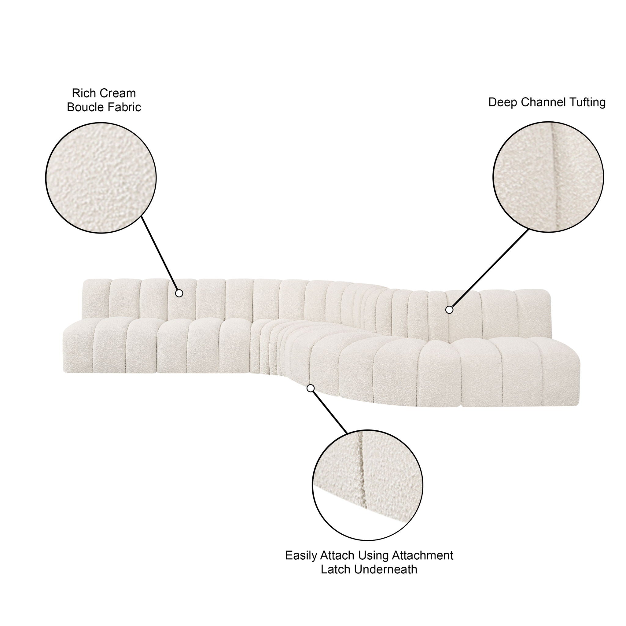 Arc - Boucle Fabric 7 Piece Modular Sofa