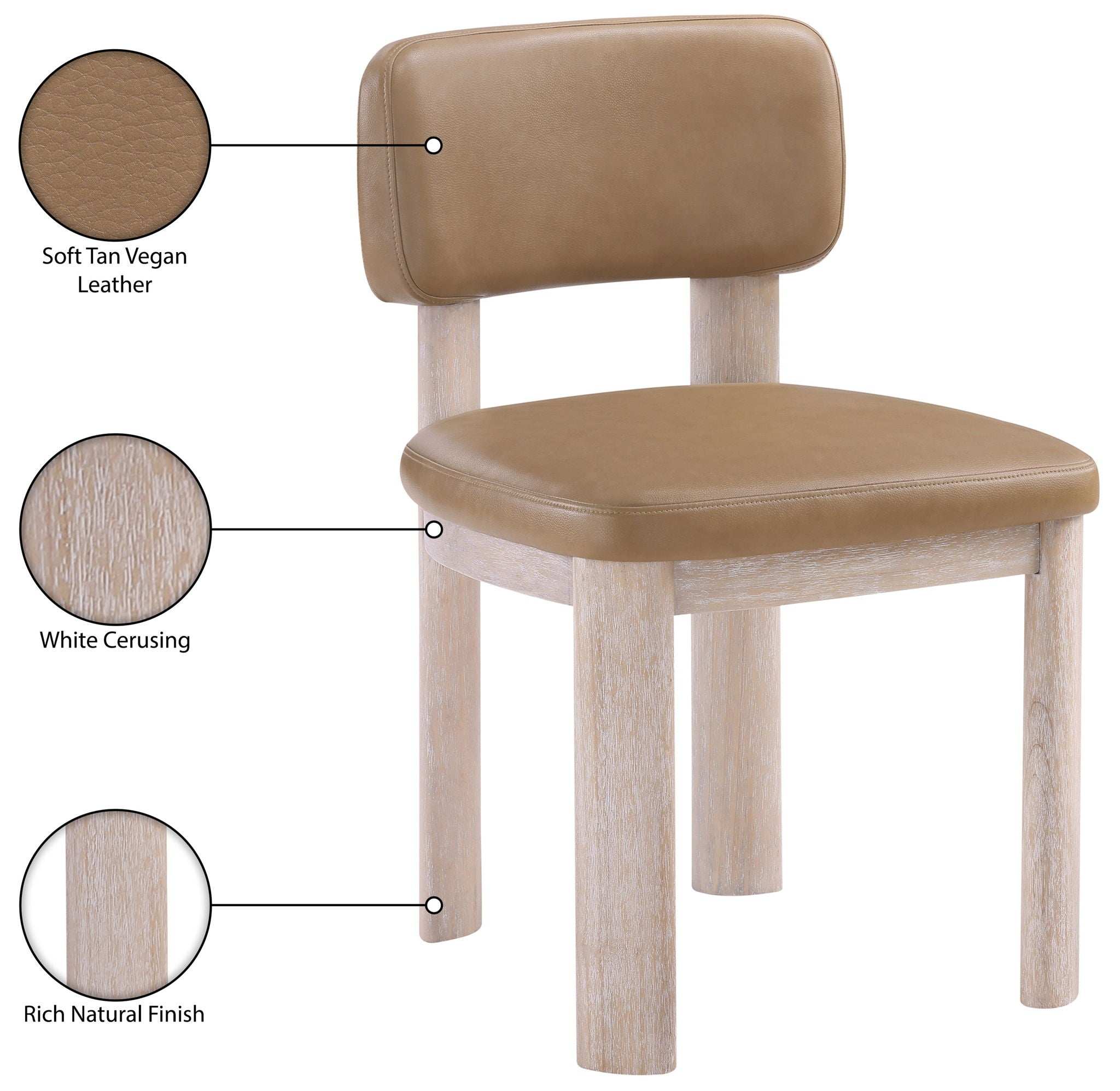 Paloma - Vegan Leather Upholstered Dining Chair (Set of 2) - Tan / Rich Natural