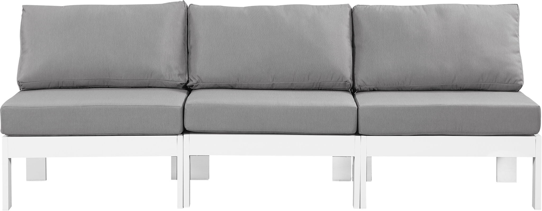 Nizuc - Outdoor Patio 3 Seat Armless Modular Sofa With White Frame