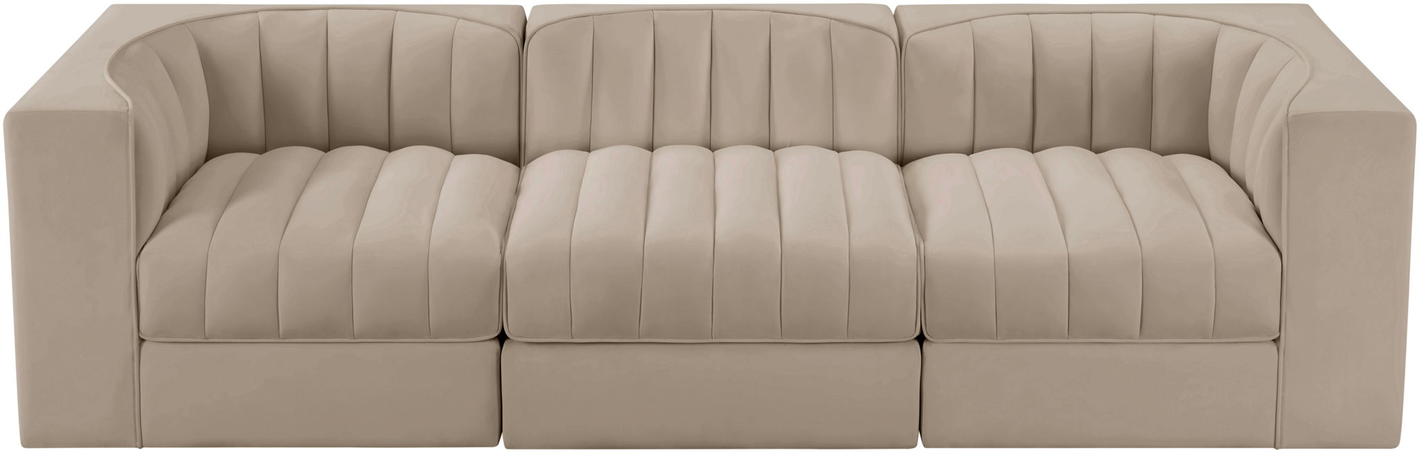 Rummi - Velvet Performance Fabric Upholstered 3 Piece Modular Sofa