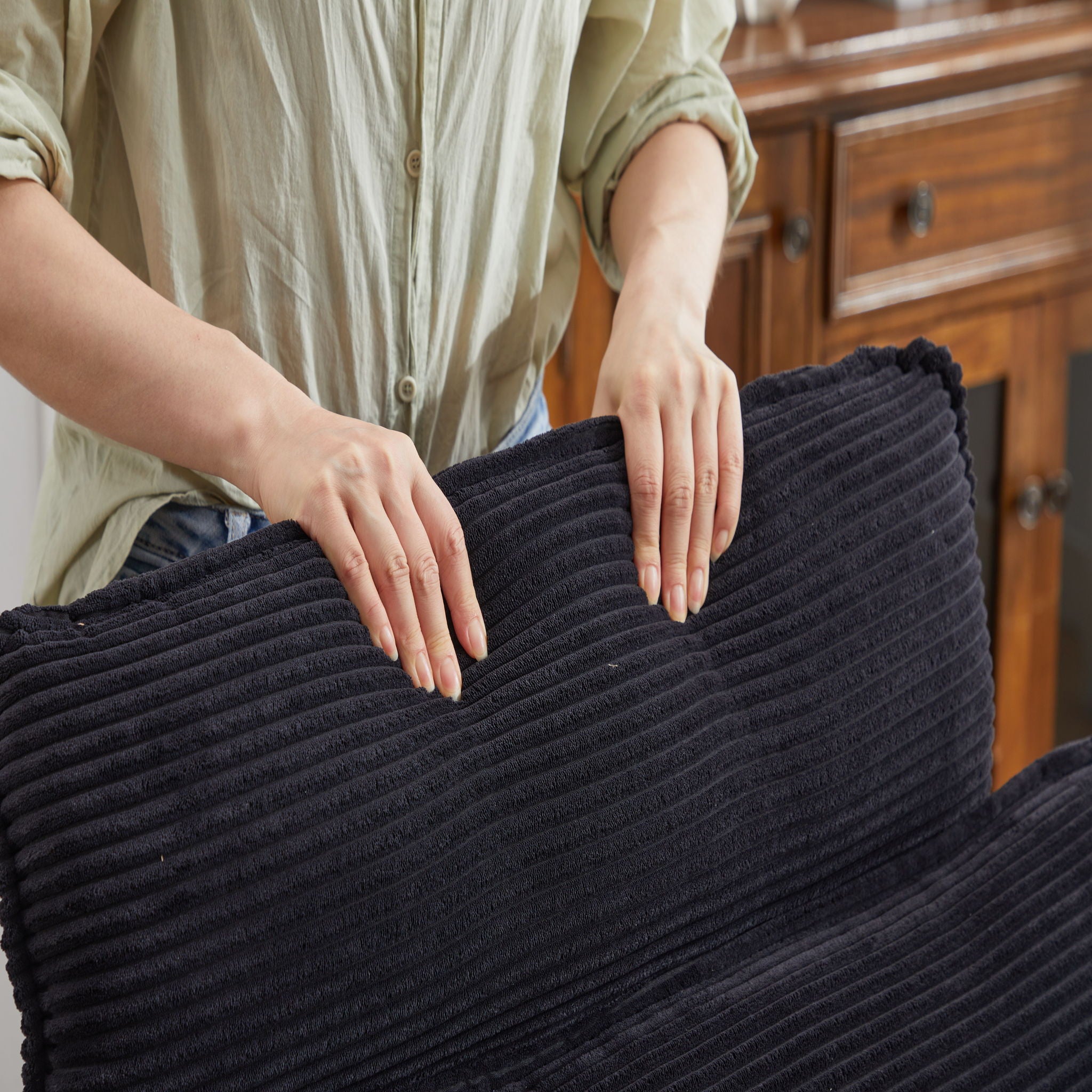 Modern Deep Seat Sectional Sofa With Ottoman