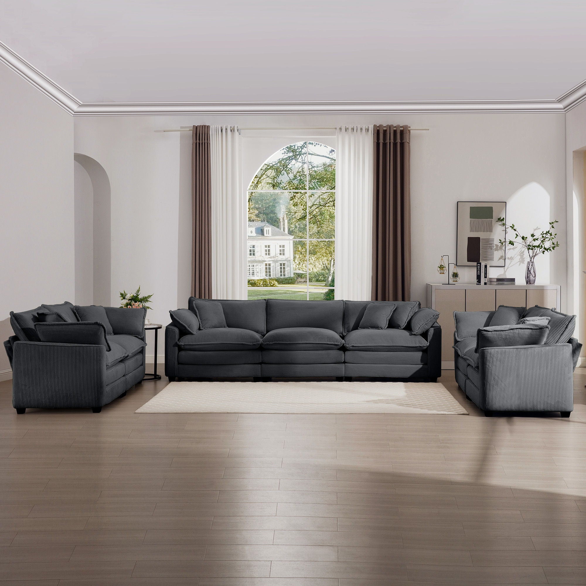 Elegant Oversized Sectional Sofa Set With Deep Seats And Flexible Layout