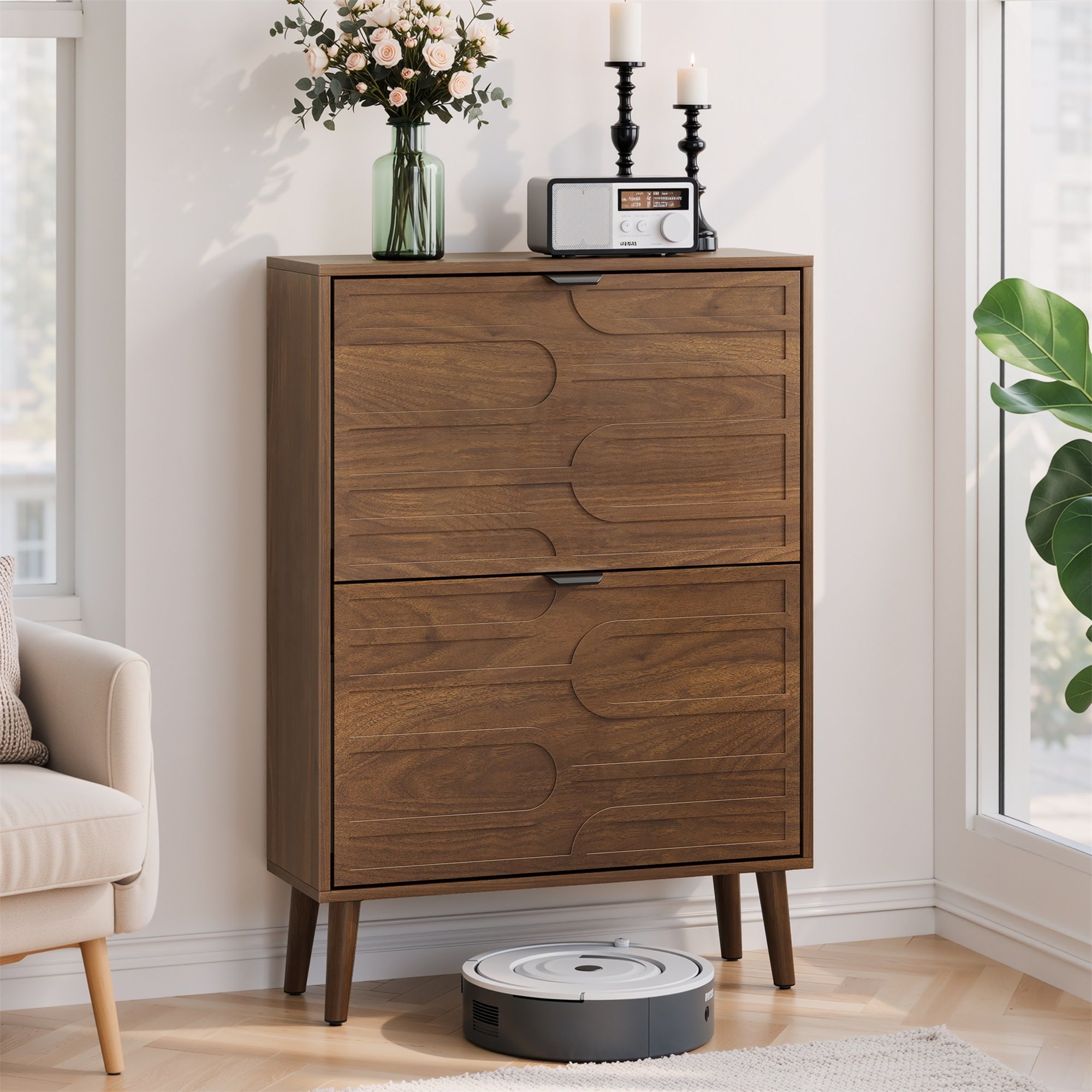 Medieval - Independent Shoe Cabinet With 2 Flip Drawers