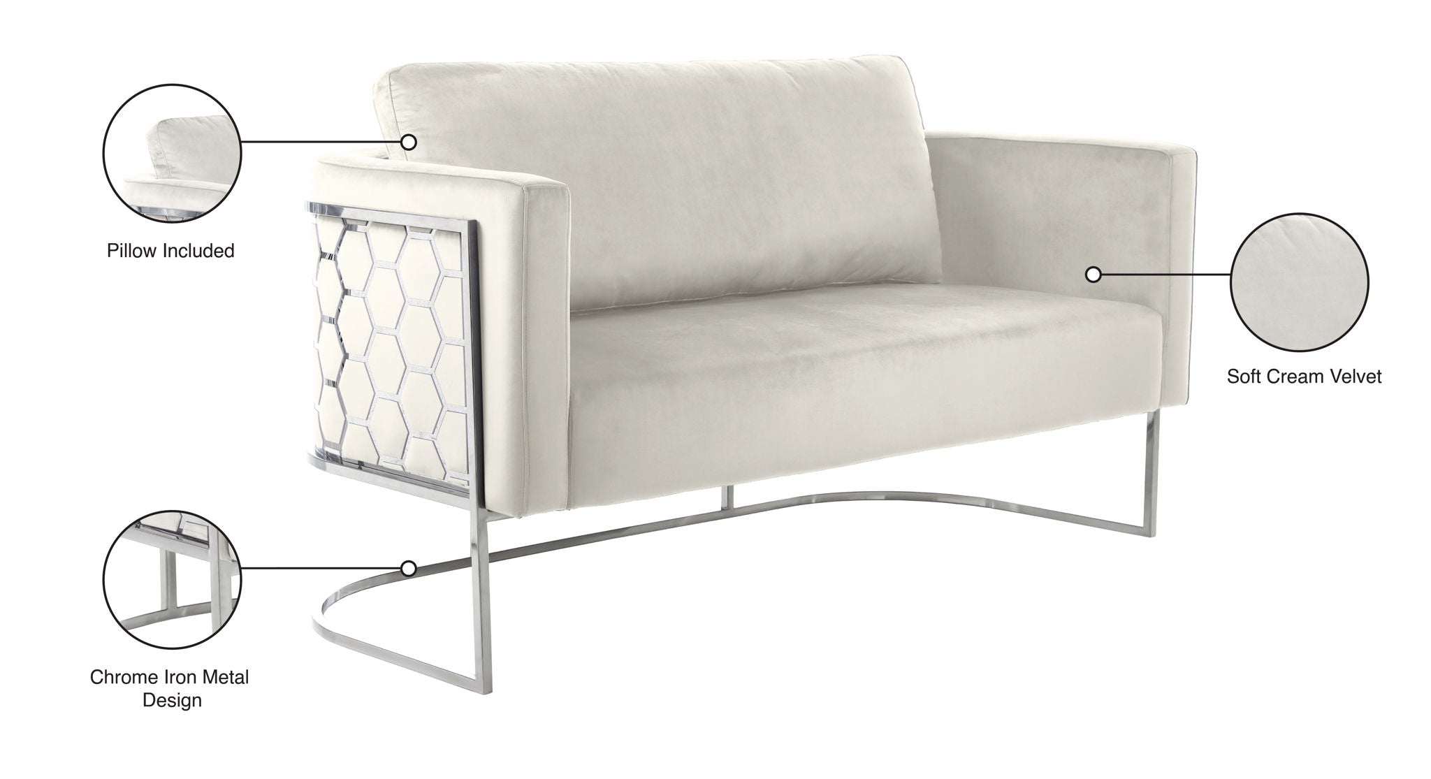 Casa - Loveseat with Chrome Legs