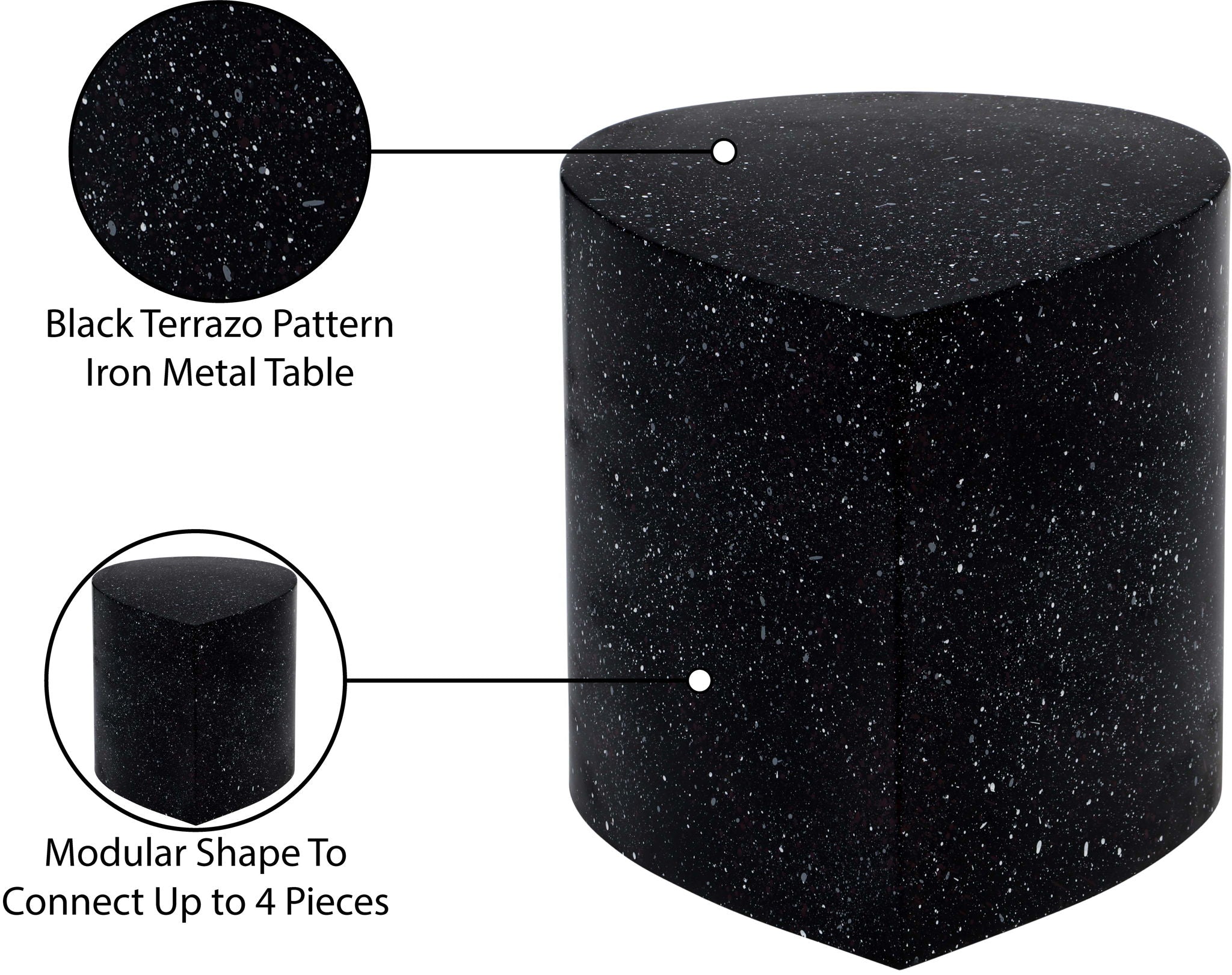Petal - Iron Coffee Table - Black Terazzo