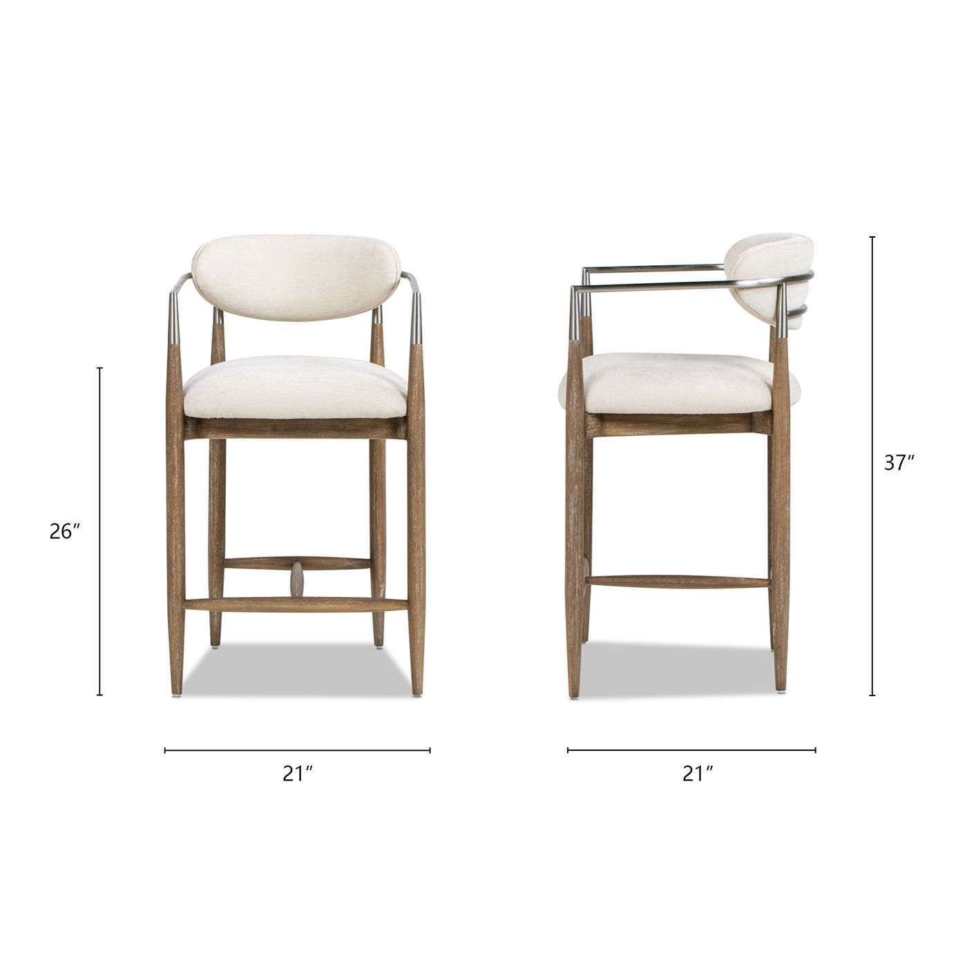 Artemis - Mixed Material Upholstered Counter Stool - Warm White
