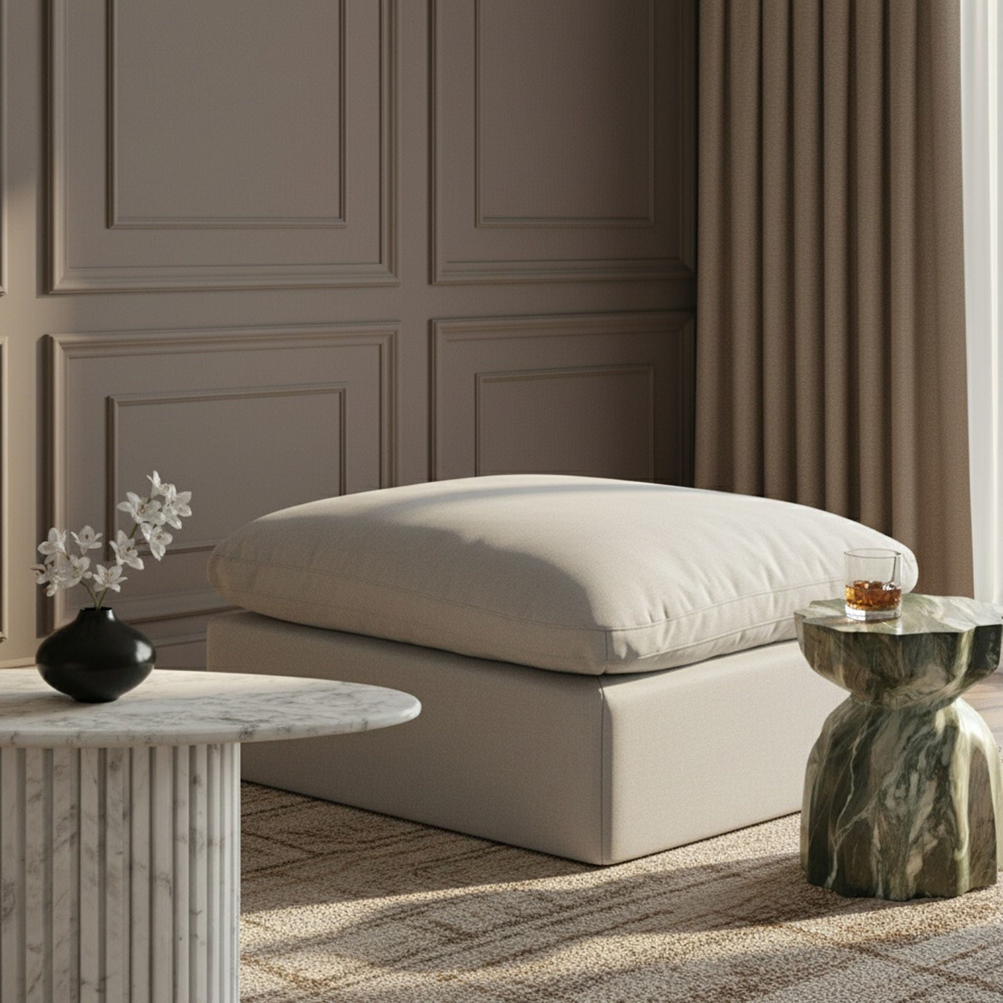 Indulge - Linen Ottoman