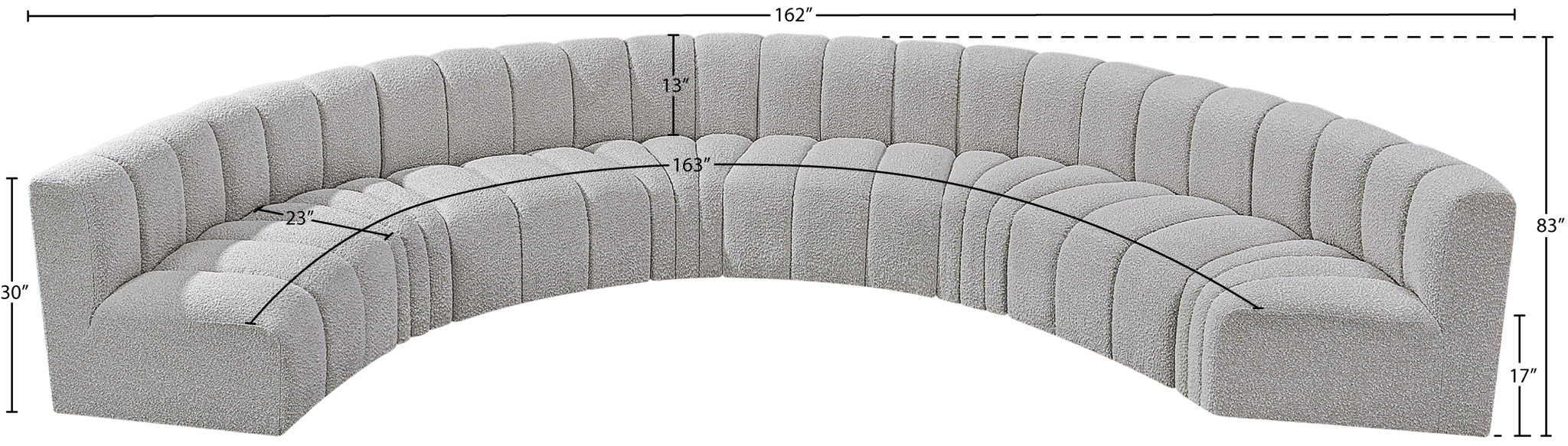 Arc - Boucle Fabric 8 Piece U-Shaped Modular Sofa