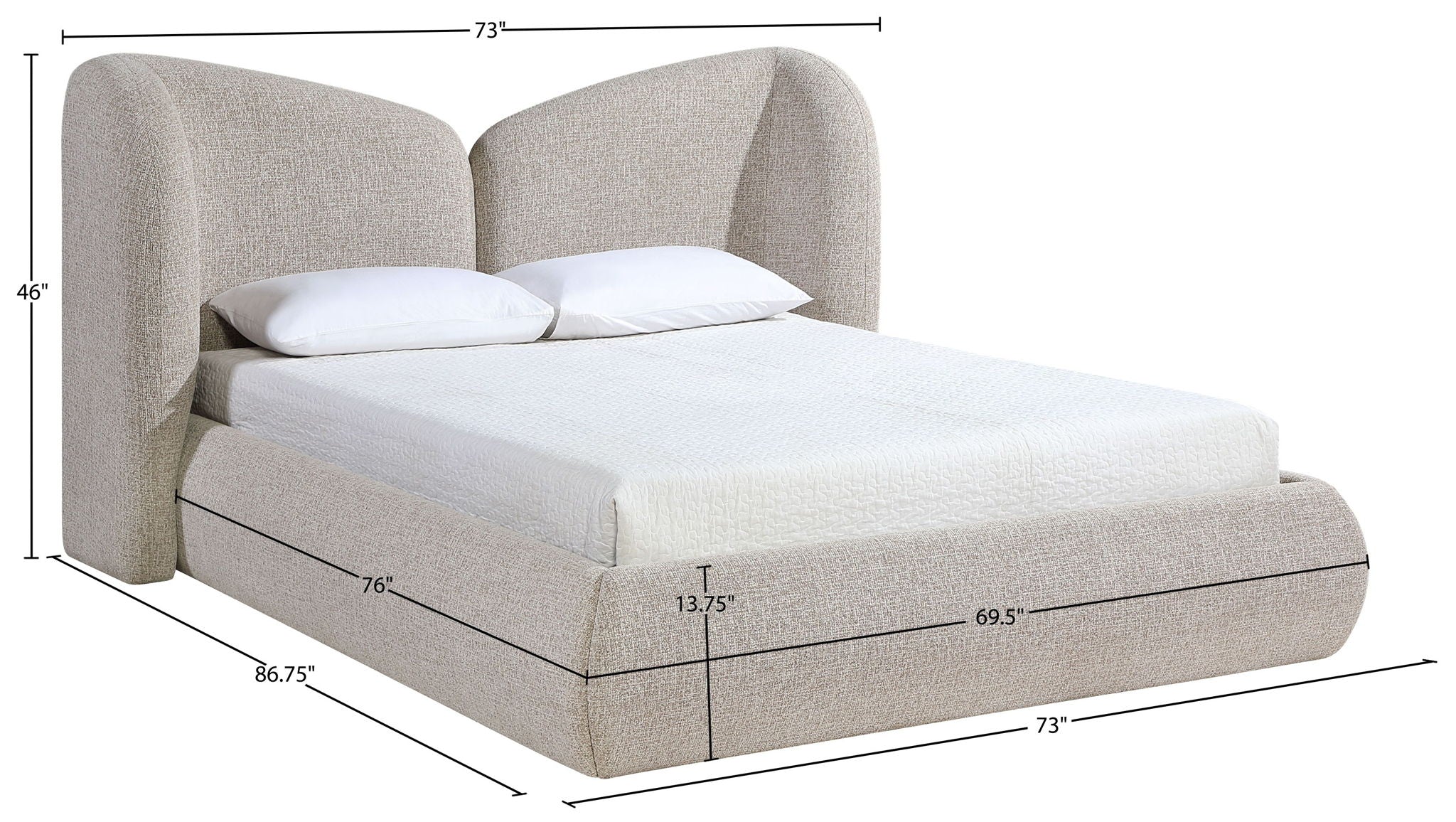 Elowen - Chenille Fabric Upholstered Bed
