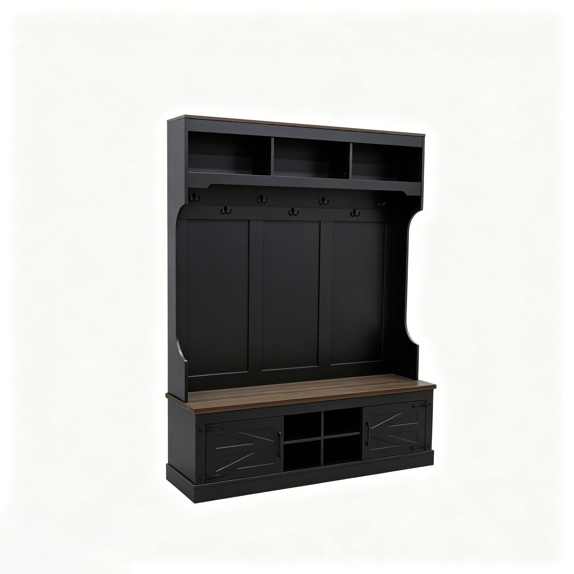Farmhouse Hall Tree With Bench And Shoe Storage