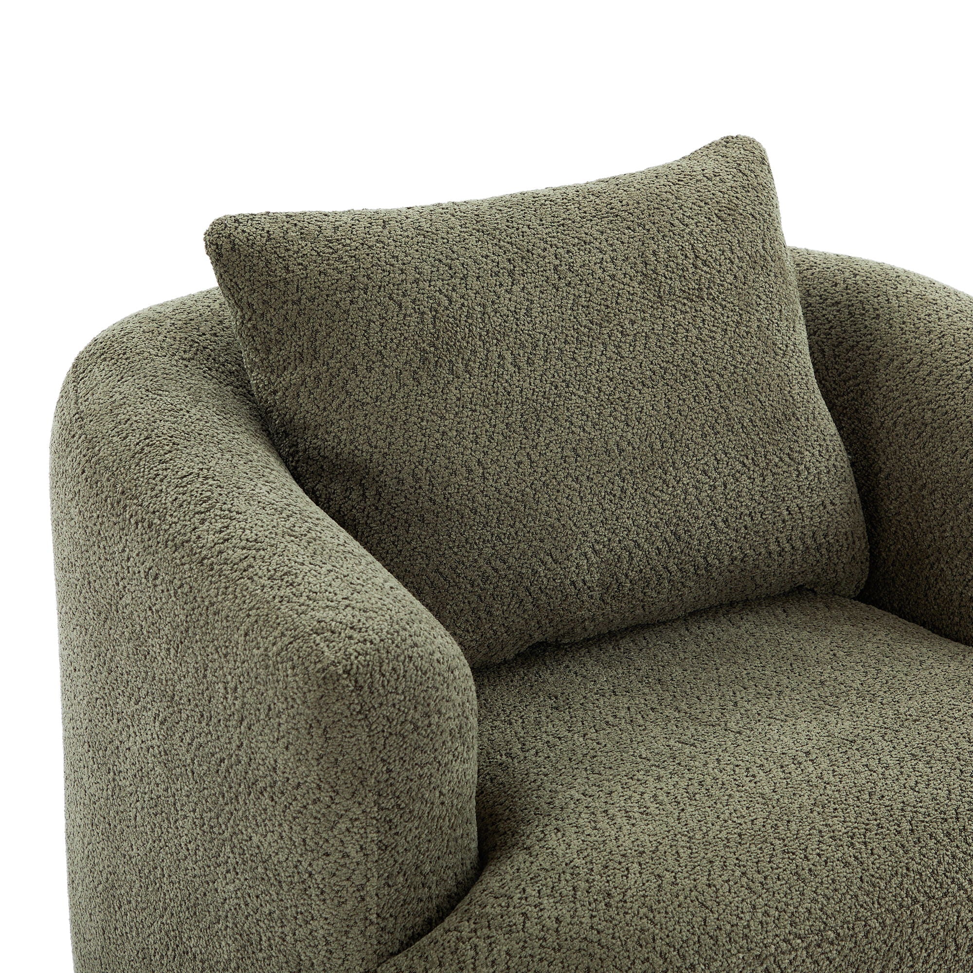 360° Swivel Barrel Sofa Chair With Throw Pillow, Upholstered Accent Chair