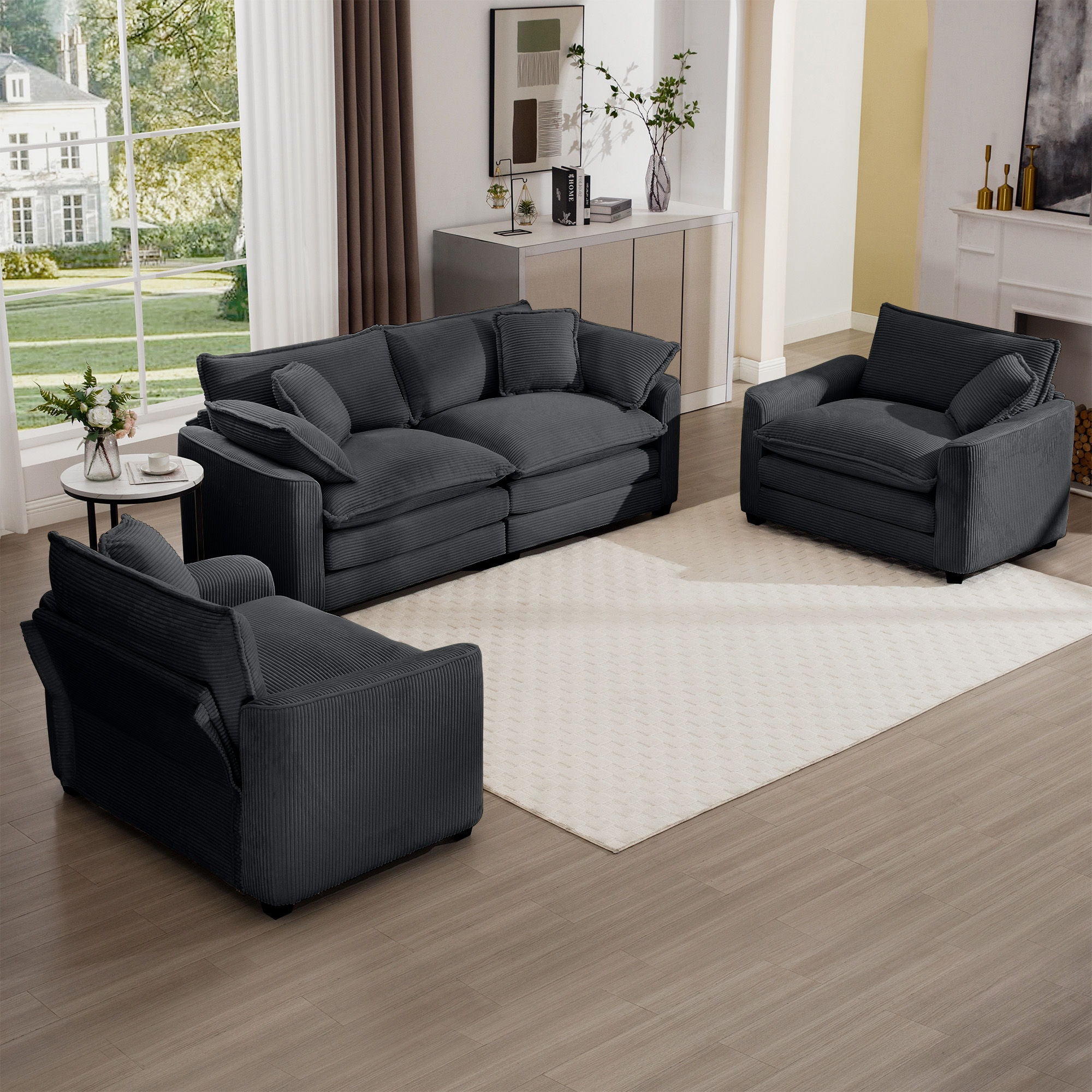 Elegant Oversized Sectional Sofa Set With Deep Seats And Flexible Layout