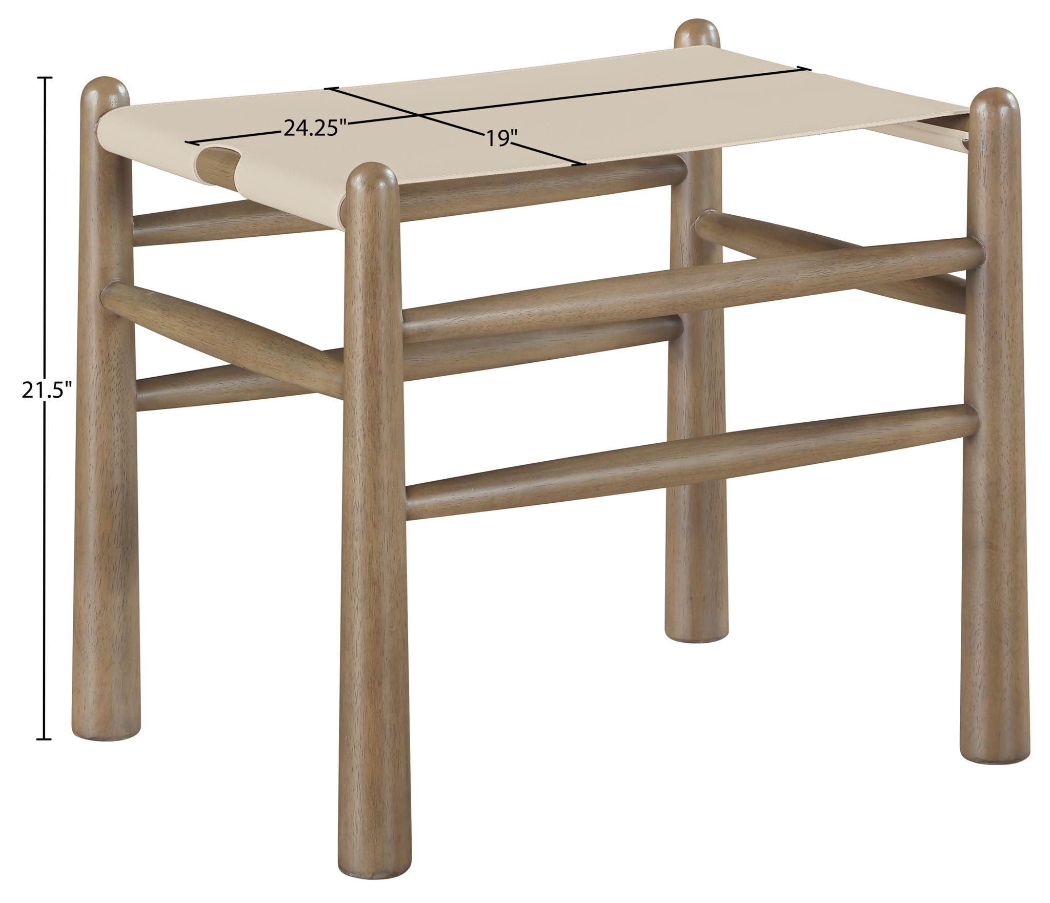 Santos - Faux Leather Upholstered Bench - Walnut Frame