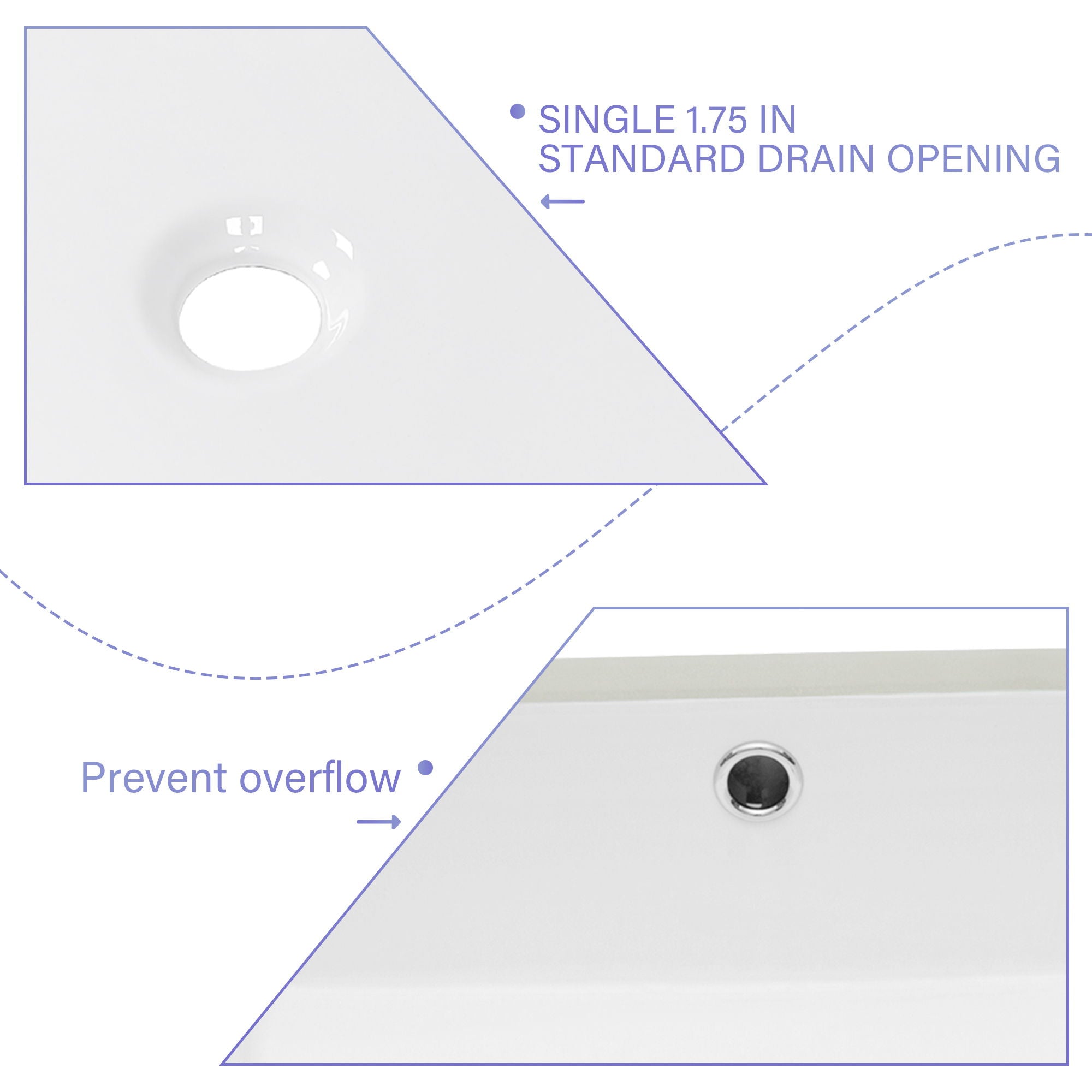 Modern Ceramic Rectangular Undermount Bathroom Sink With Overflow