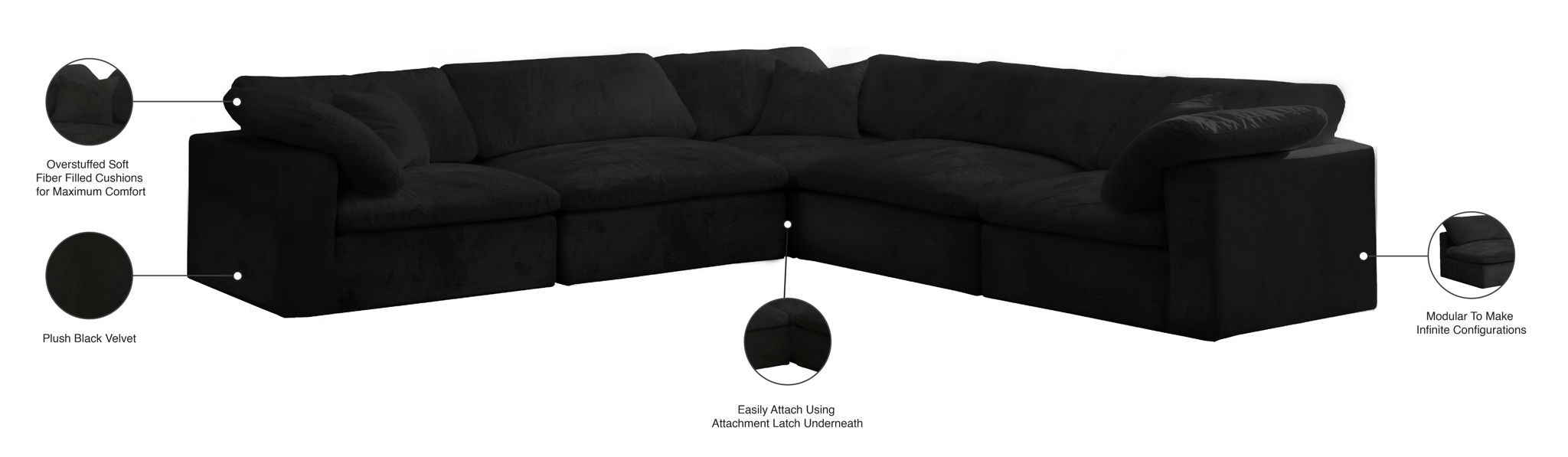 Cozy - 5 Piece Modular Corner Sectional