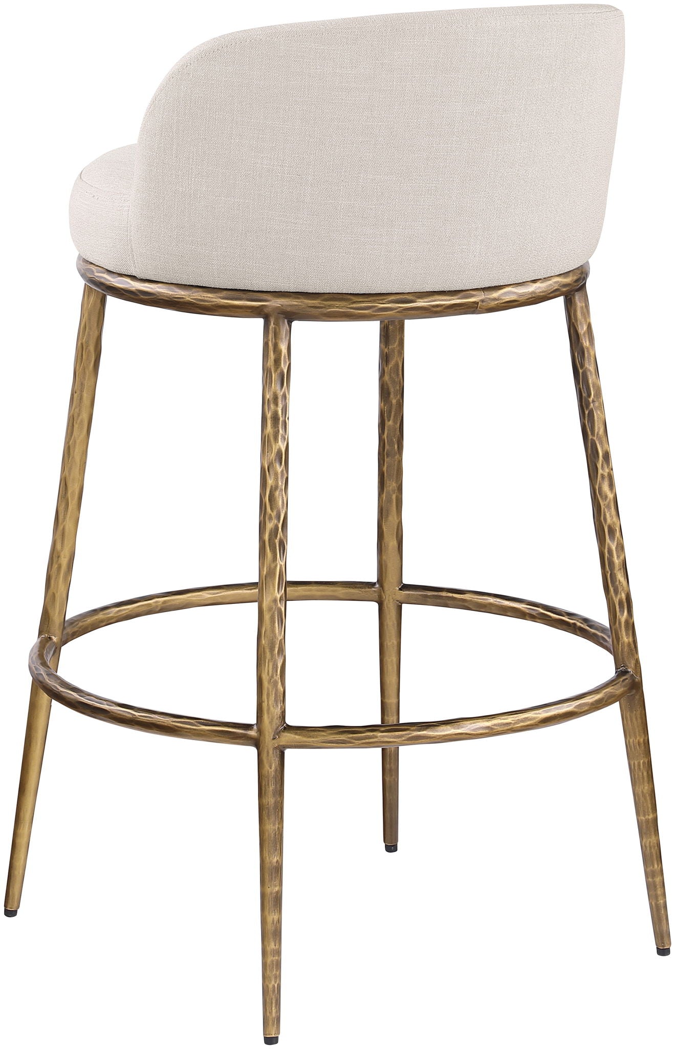 Ferro - Performance Fabric Upholstered Bar Stool - Antique Brass