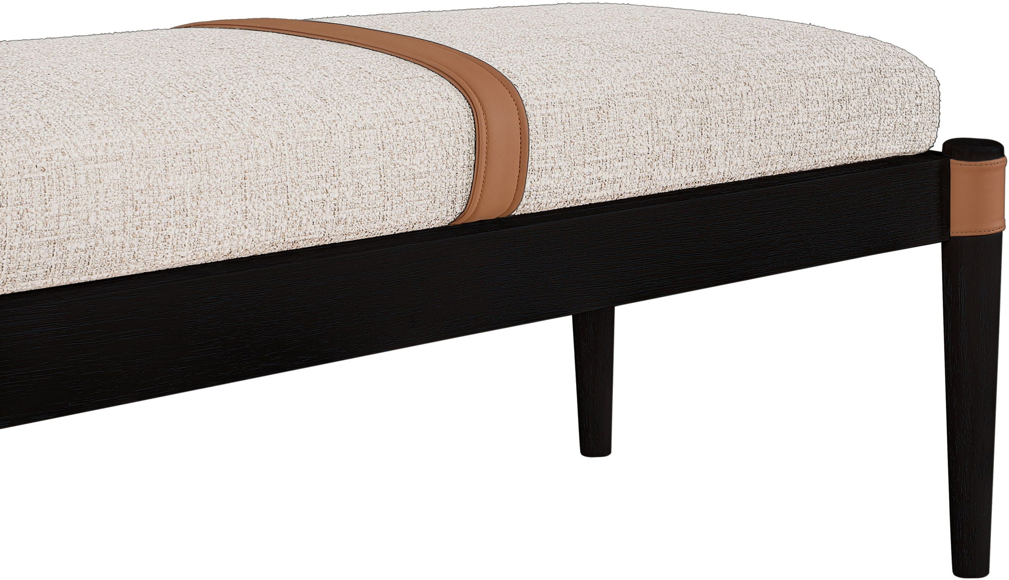 Nara - Linen Textured Fabric Upholstered Bench - Painted Black