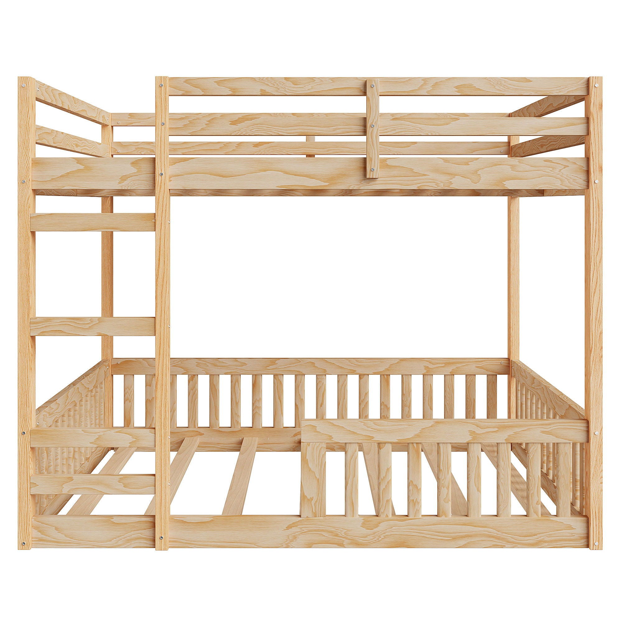 Stylish Bunk Bed With Ladder And Guardrails