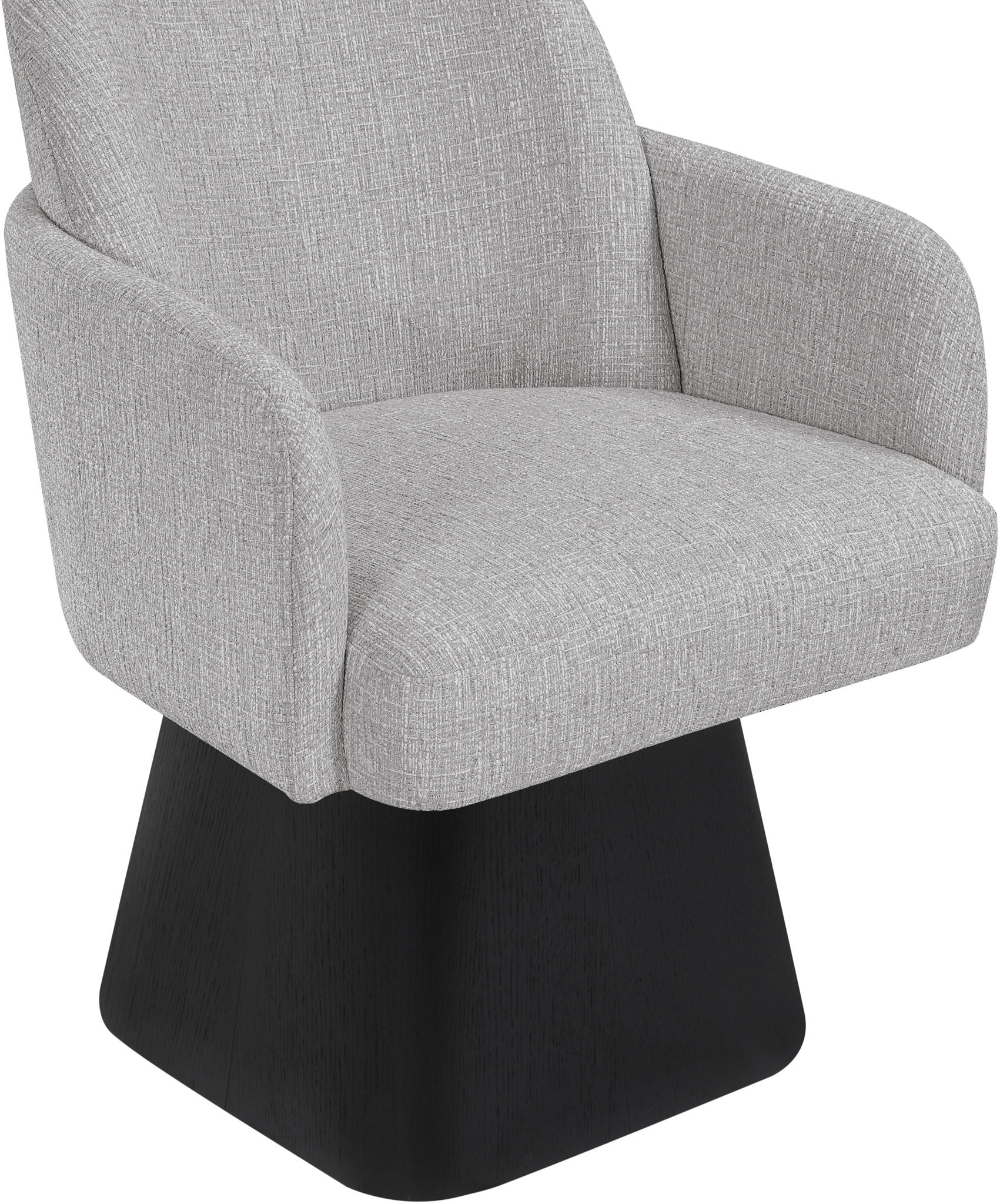 Marlowe - Linen Textured Fabric Upholstered Swivel Dining Arm Chair - Stained Black