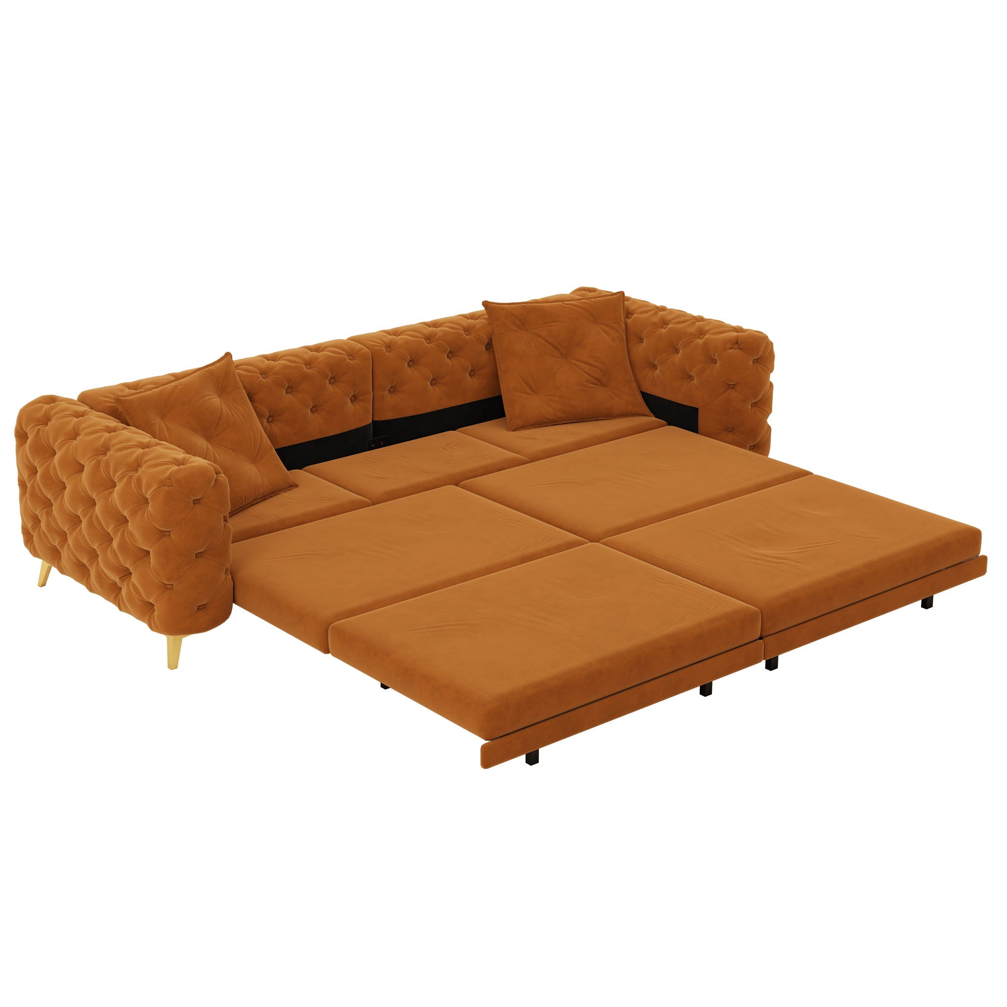 3 In 1 Convertible Sleeper, Deep Seat Pull Out Sofa Bed, Button Tufted