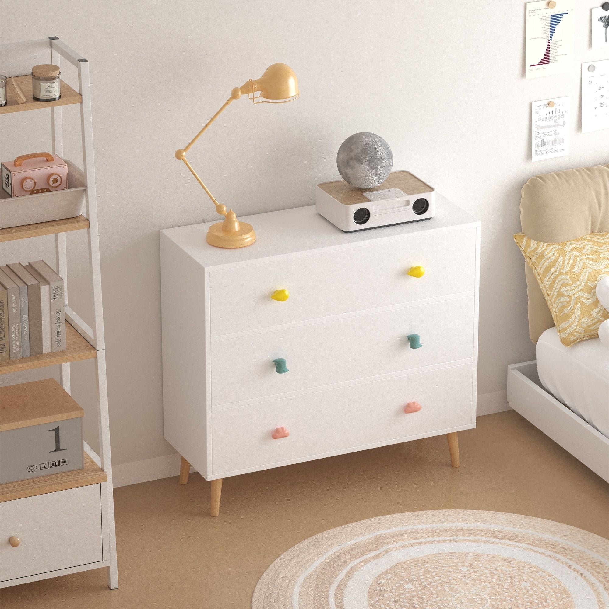 3 Drawer Dresser, Storage Cabinet With Anti Tip Safety