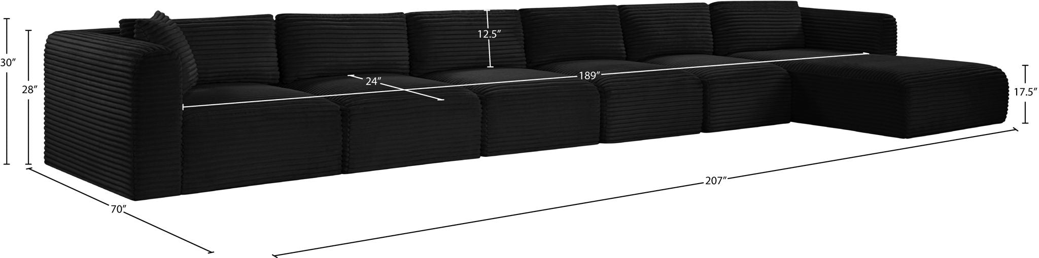 Shaggy - 6 Piece Modular Sectional With Chaise