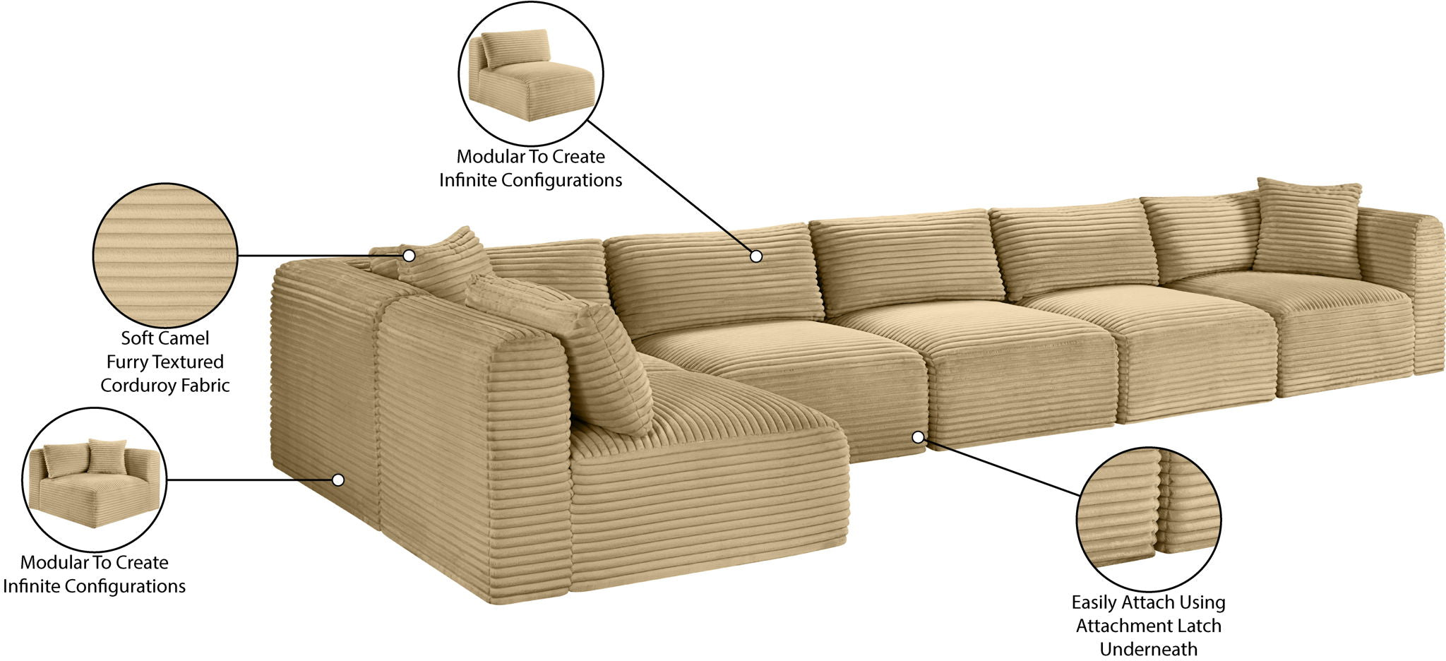 Shaggy - 6 Piece Modular Sectional