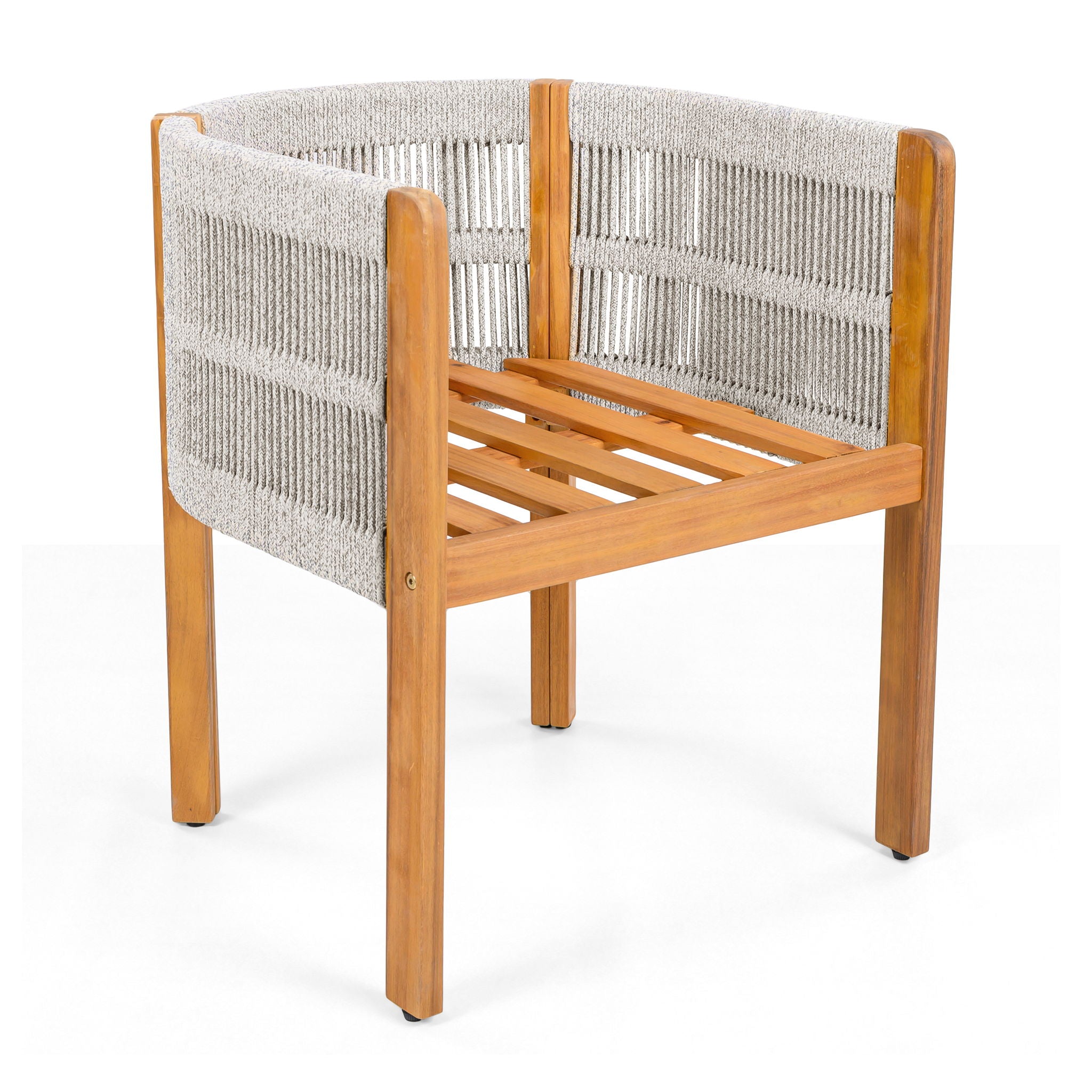 7 Piece Outdoor Dining Set With Table And 6 Chairs - Beige / Teak / White