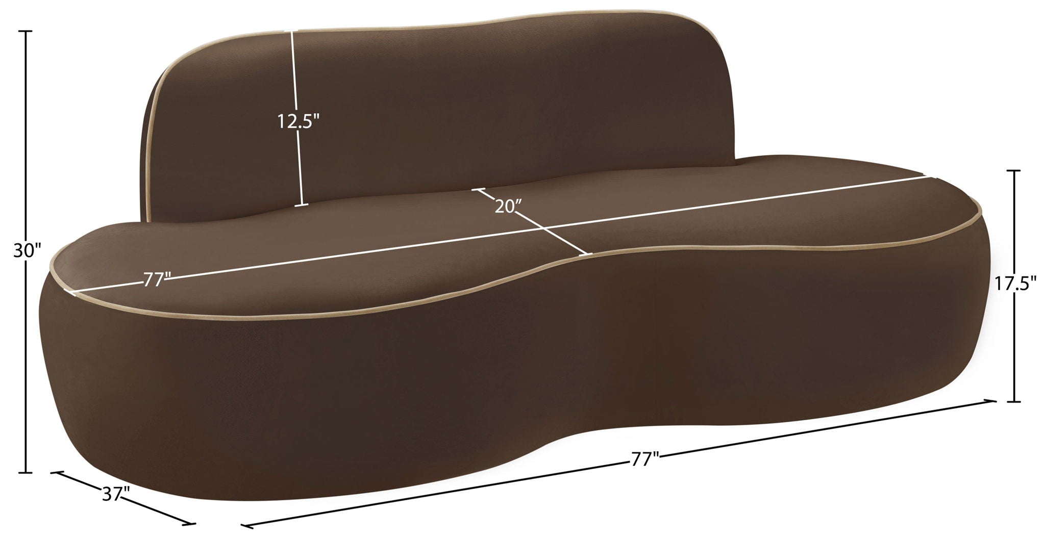 Swerve - Velvet 77" Upholstered Loveseat