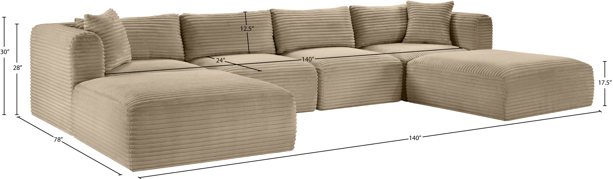 Shaggy - Fabric 6 Piece Modular Sectional With 2 Ottomans