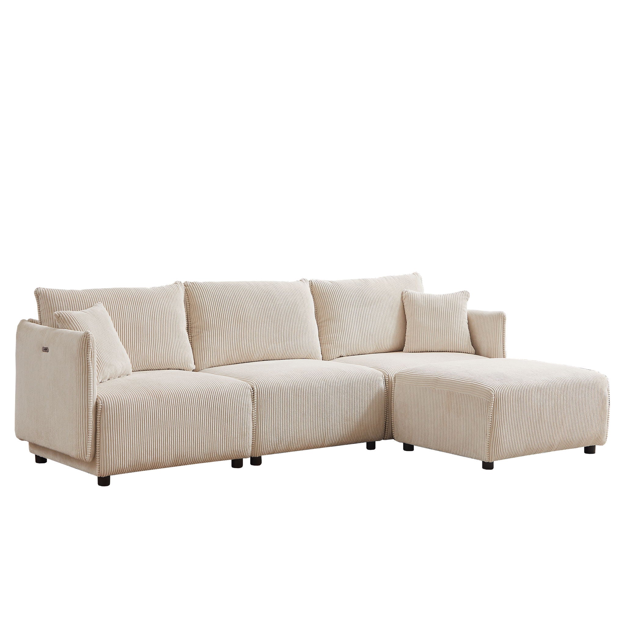 Modern Minimalist Combination Sofa With 2 Comfort Cushions With USB & C Charging Ports